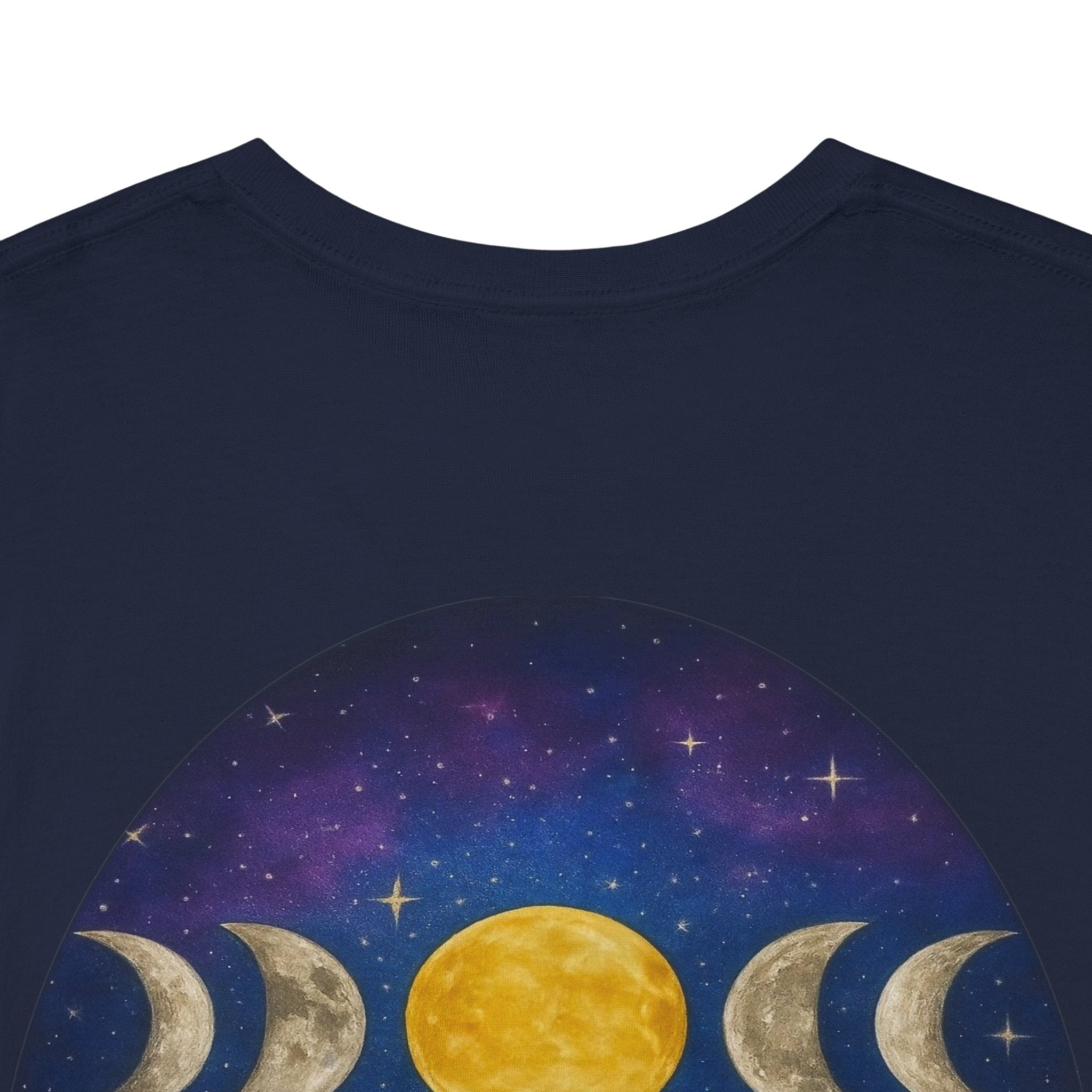 Dare to Dream Moon-Phase Tee – Golden Full Moon Back Print + Front Badge | Gildan 5000 Heavy Cotton, Inspirational and Motivational Apparel, Gift for Dreamers, Creative Expression Wear