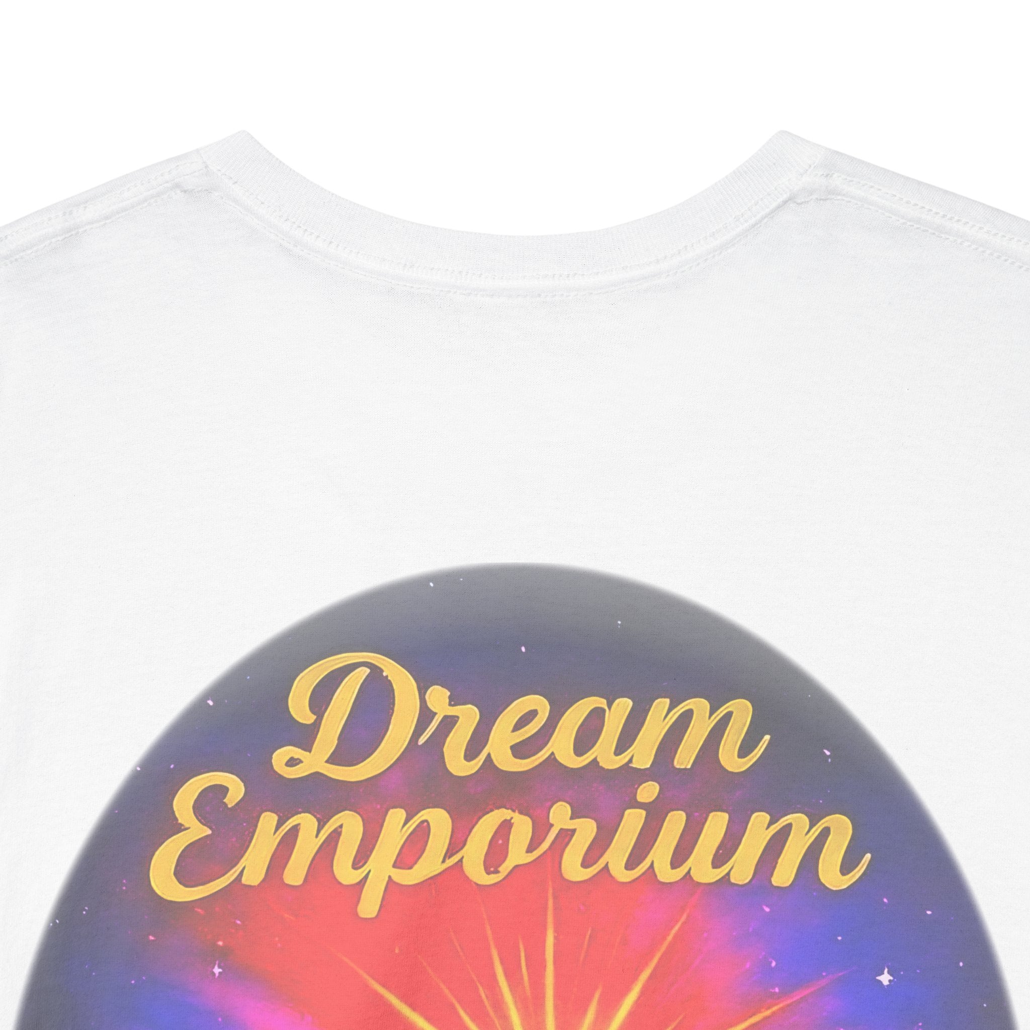 Dream Emporium – Back Printed Radiant Starburst Heavy Blend™ Cotton Tee,Inspirational and Motivational Apparel, Gift for Dreamers, Creative Expression Wear