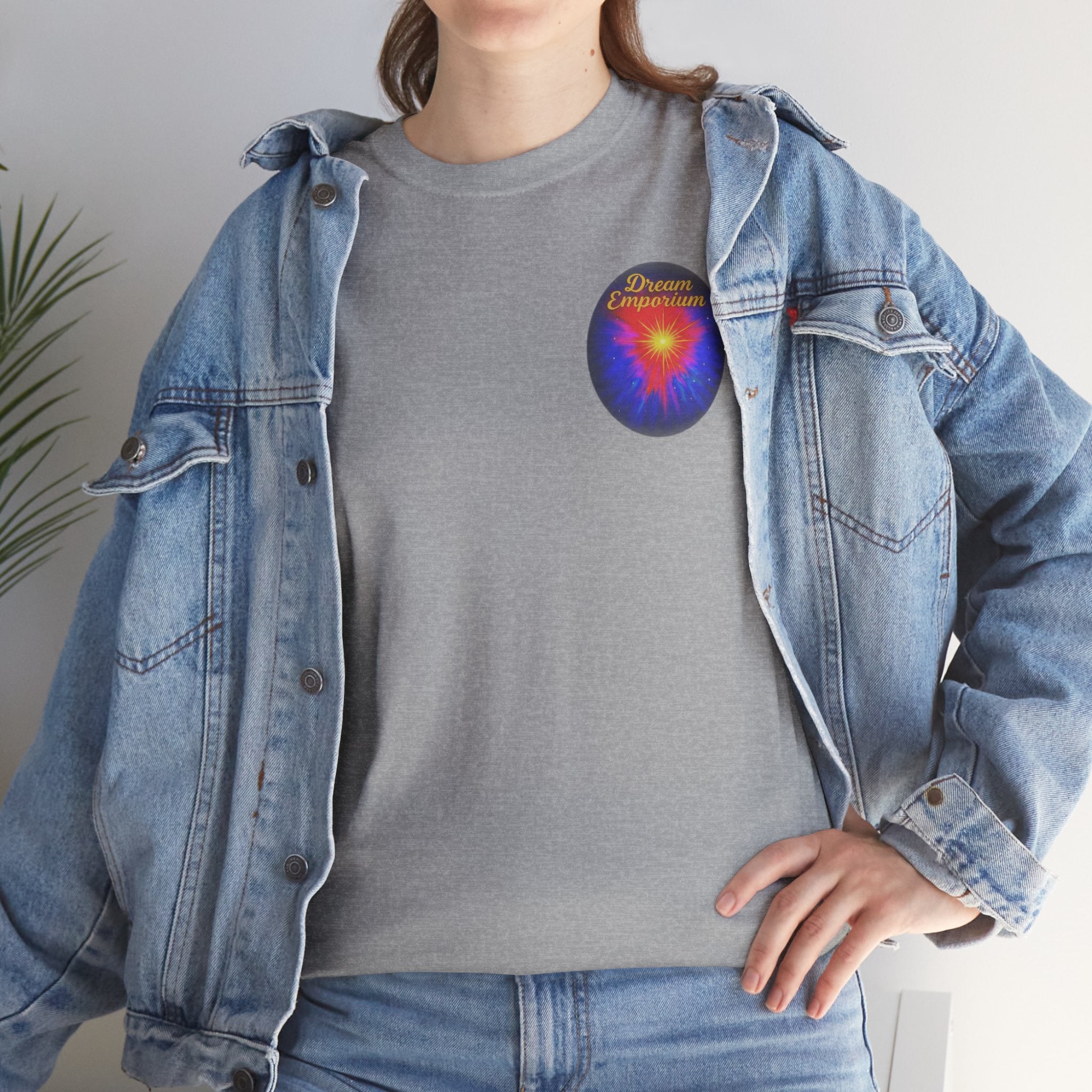 Dream Emporium – Back Printed Radiant Starburst Heavy Blend™ Cotton Tee,Inspirational and Motivational Apparel, Gift for Dreamers, Creative Expression Wear