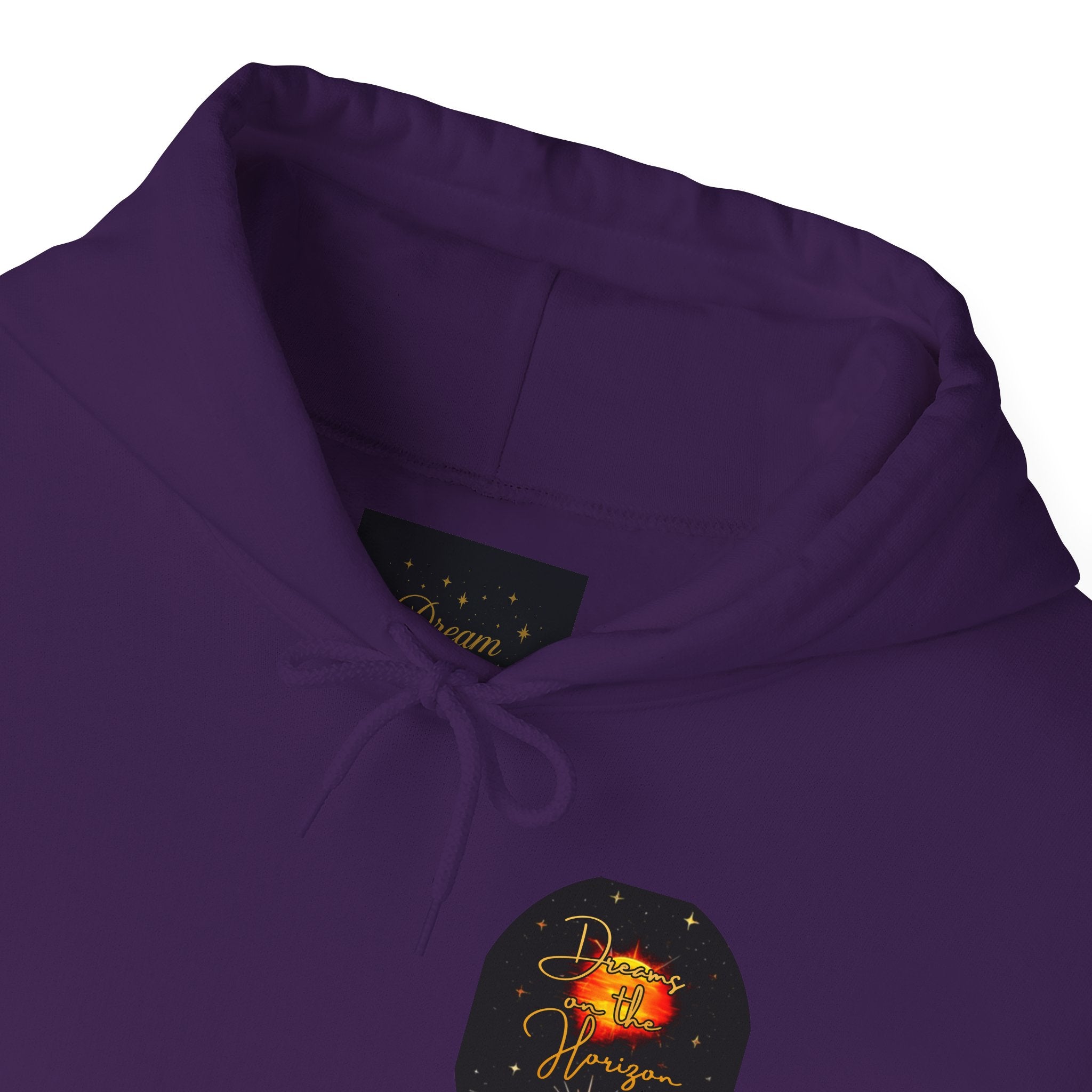 Dreams on the Horizon Sunrise Back Print Hooded Sweatshirt, Inspirational and Motivational Apparel, Gift for Dreamers, Creative Expression Wear