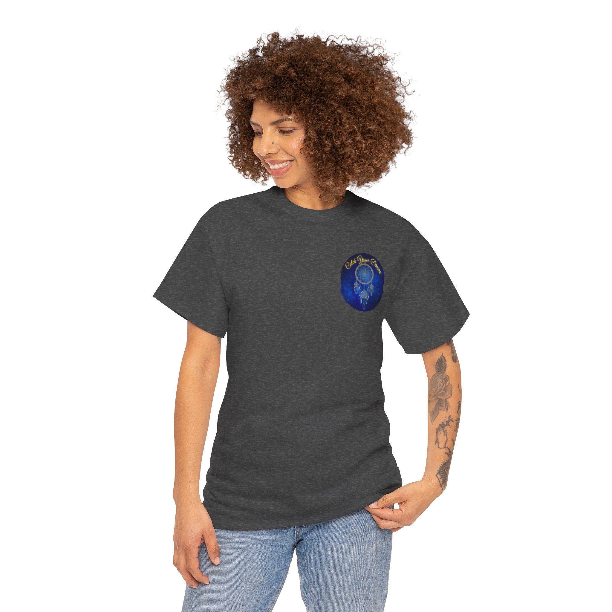 Catch Your Dreams – Dreamcatcher Back-Print Tee, Inspirational and Motivational Apparel, Gift for Dreamers, Creative Expression Wear