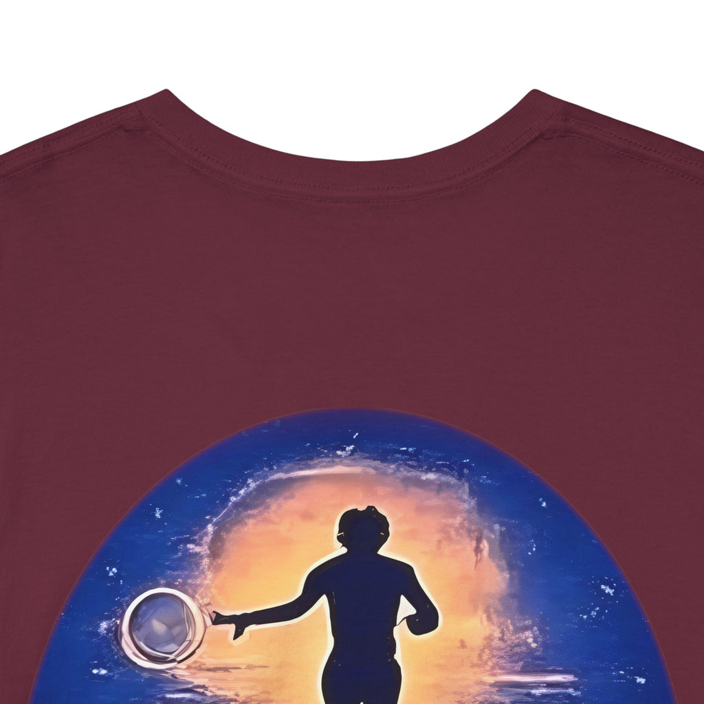 Chase Your Dreams – Sunrise Silhouette Back Printed Heavy Cotton Tee, Inspirational and Motivational Apparel, Gift for Dreamers, Creative Expression Wear