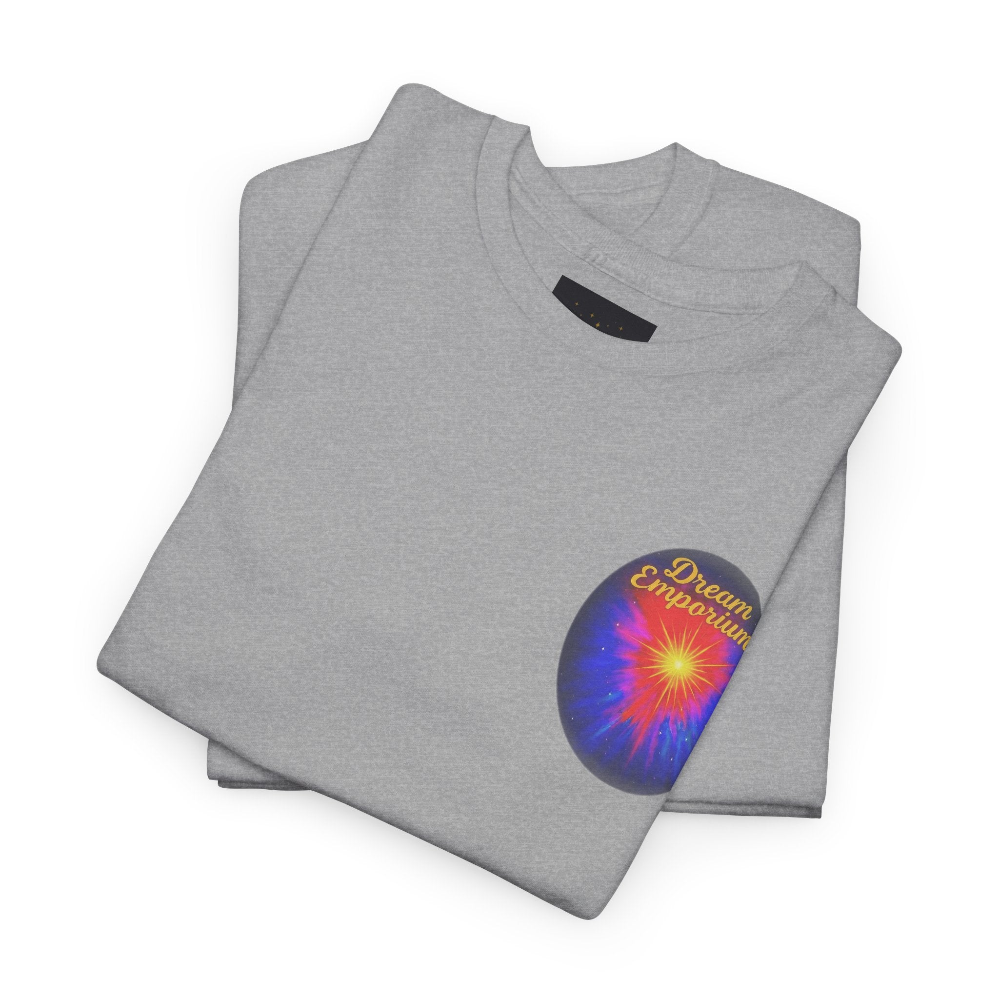 Dream Emporium – Back Printed Radiant Starburst Heavy Blend™ Cotton Tee,Inspirational and Motivational Apparel, Gift for Dreamers, Creative Expression Wear