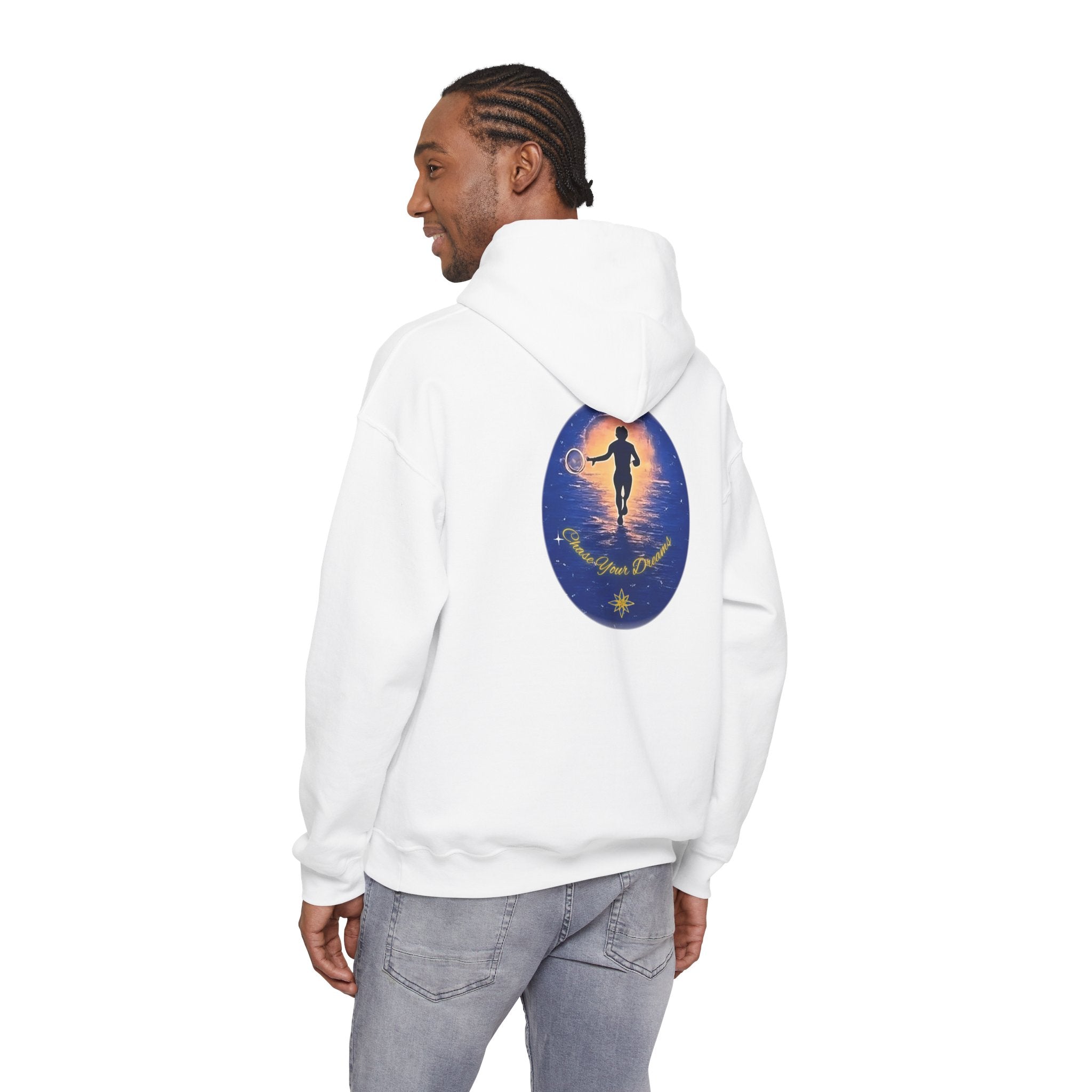 Chase Your Dreams Hooded Sweatshirt. Heavy Blend, Inspirational and Motivational Apparel, Gift for Dreamers, Creative Expression Wear
