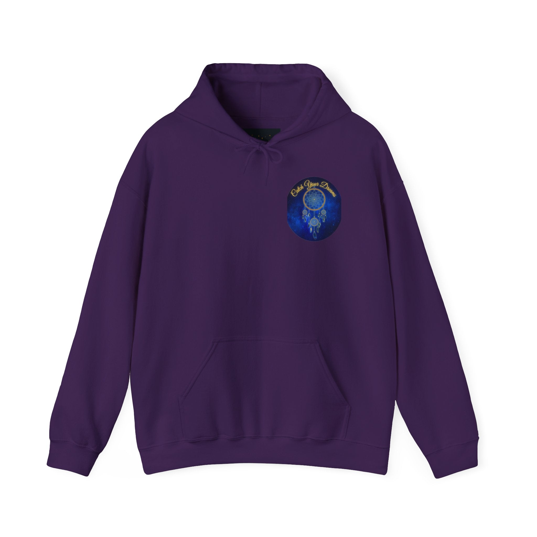Catch Your Dream – Dreamcatcher Back Print Hooded Sweatshirt, Inspirational and Motivational Apparel, Gift for Dreamers, Creative Expression Wear