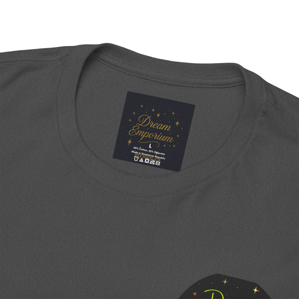 Dreams on the Horizon (Lemongrass) – Sunrise Back-Print Heavy Cotton Tee, Inspirational and Motivational Apparel, Gift for Dreamers, Creative Expression Wear