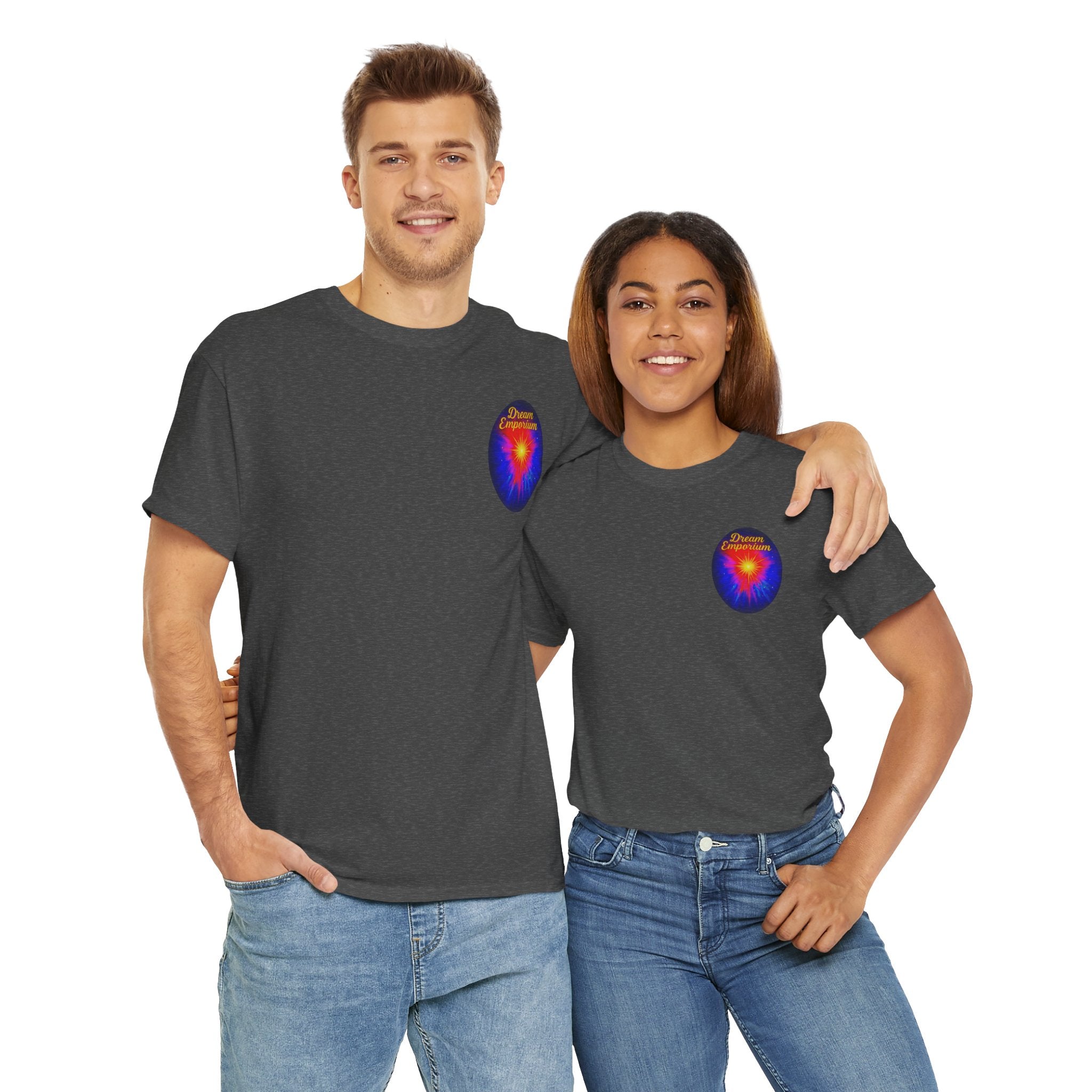 Dream Emporium – Back Printed Radiant Starburst Heavy Blend™ Cotton Tee,Inspirational and Motivational Apparel, Gift for Dreamers, Creative Expression Wear
