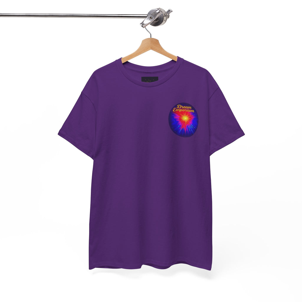 Dream Emporium – Back Printed Radiant Starburst Heavy Blend™ Cotton Tee,Inspirational and Motivational Apparel, Gift for Dreamers, Creative Expression Wear