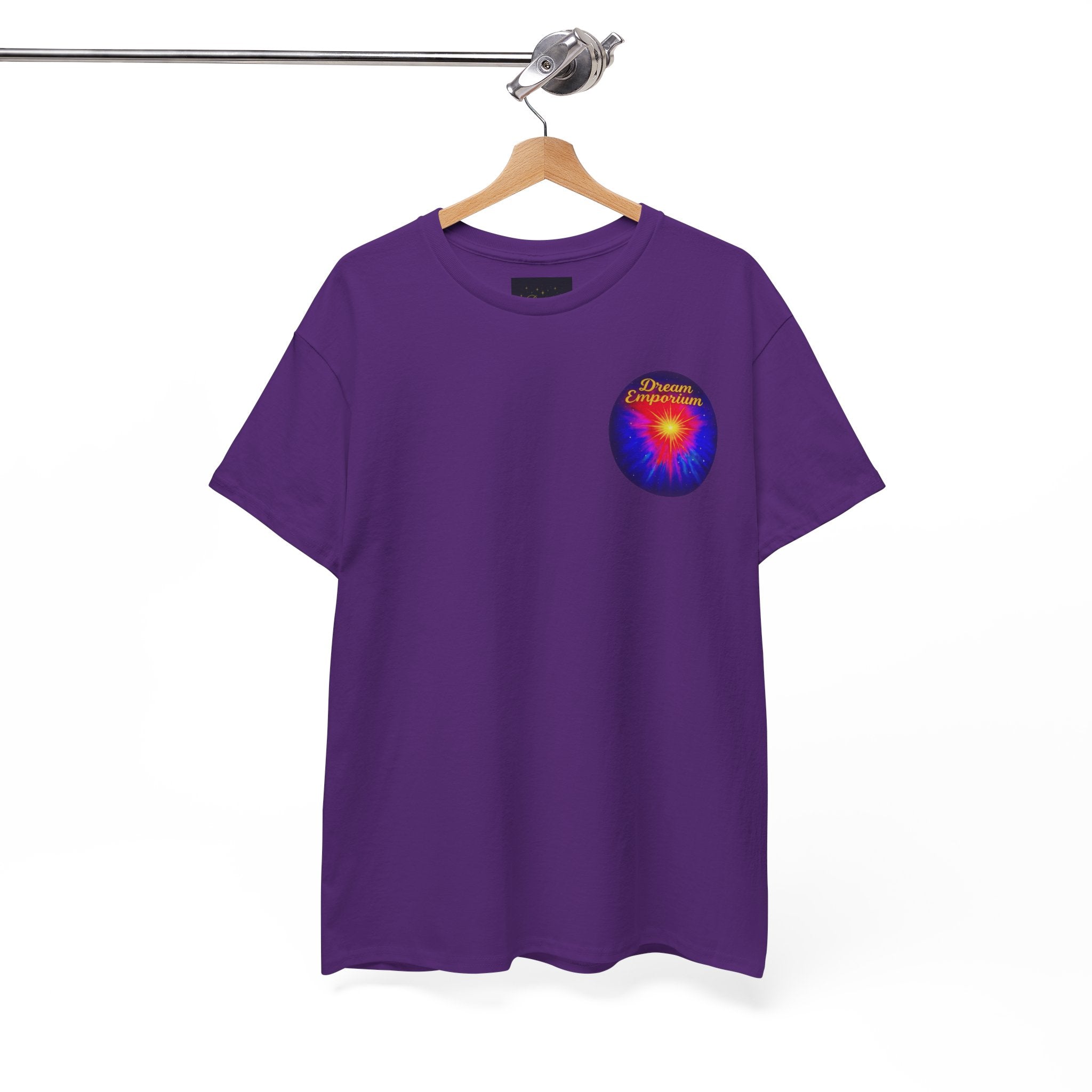 Dream Emporium – Back Printed Radiant Starburst Heavy Blend™ Cotton Tee,Inspirational and Motivational Apparel, Gift for Dreamers, Creative Expression Wear