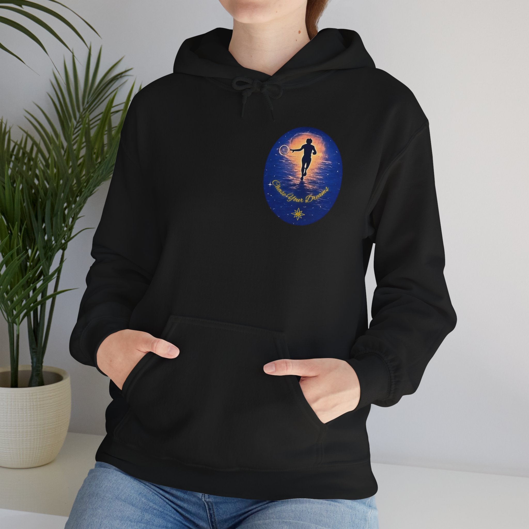 Chase Your Dreams Hooded Sweatshirt. Heavy Blend, Inspirational and Motivational Apparel, Gift for Dreamers, Creative Expression Wear