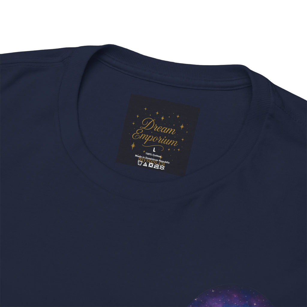 Dare to Dream Moon-Phase Tee – Golden Full Moon Back Print + Front Badge | Gildan 5000 Heavy Cotton, Inspirational and Motivational Apparel, Gift for Dreamers, Creative Expression Wear