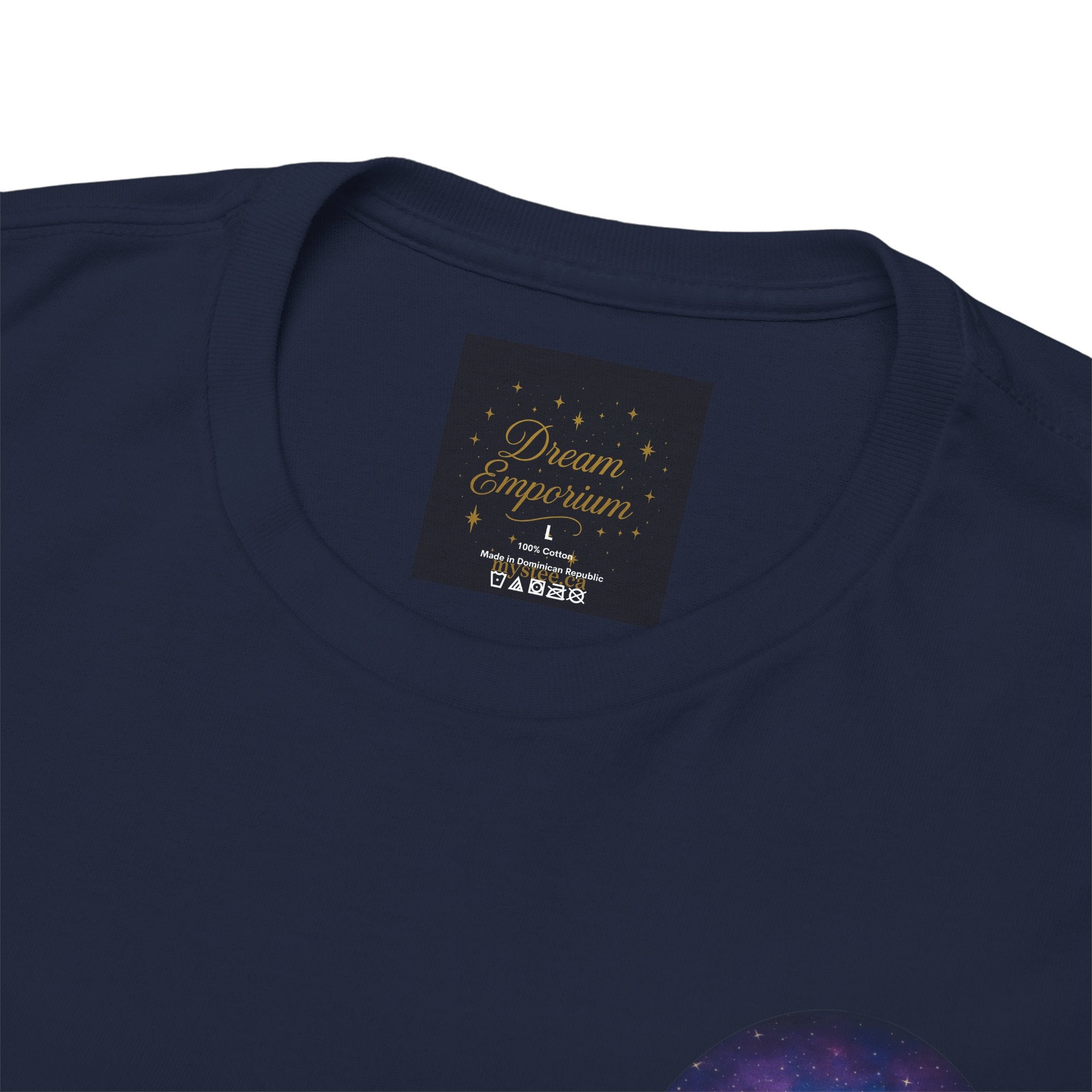 Dare to Dream Moon-Phase Tee – Golden Full Moon Back Print + Front Badge | Gildan 5000 Heavy Cotton, Inspirational and Motivational Apparel, Gift for Dreamers, Creative Expression Wear