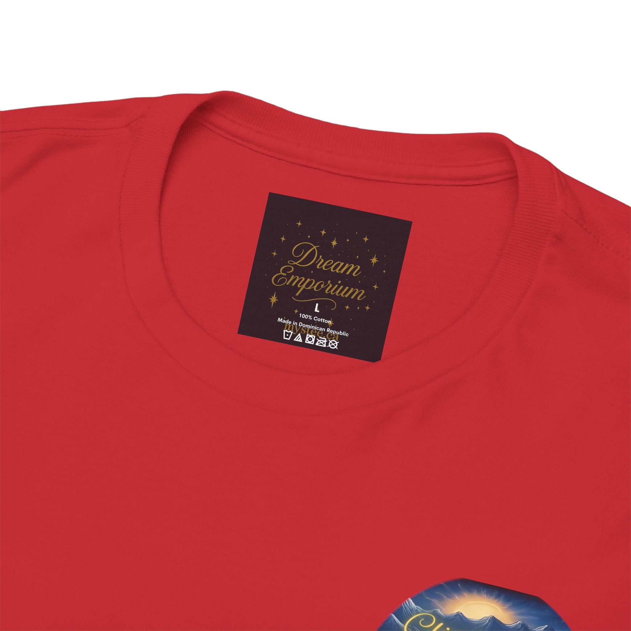 Climb To Your Dreams – Rock Climber Back-Print Tee + Front Badge | Gildan 5000, Inspirational and Motivational Apparel, Gift for Dreamers, Creative Expression Wear