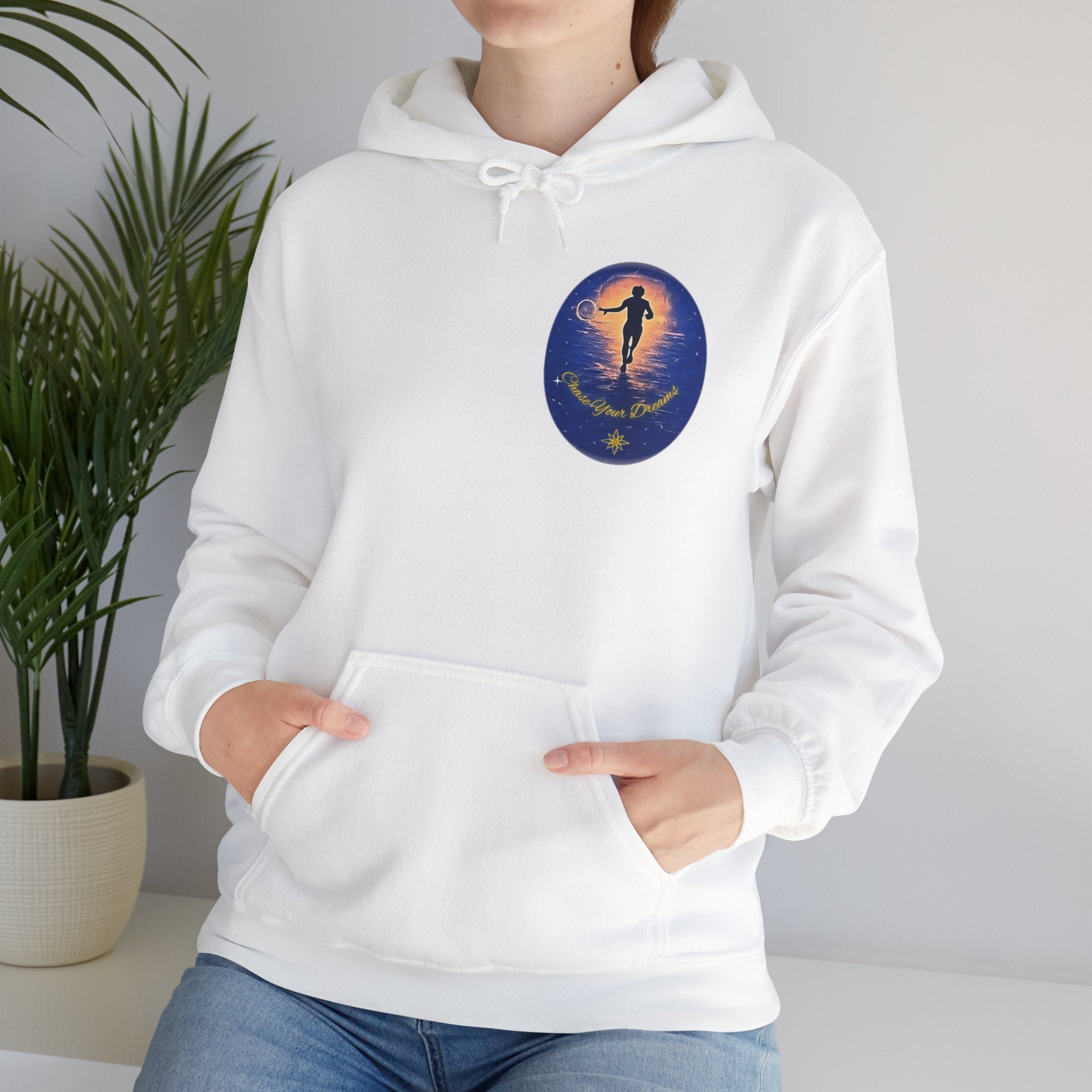 Chase Your Dreams Hooded Sweatshirt. Heavy Blend, Inspirational and Motivational Apparel, Gift for Dreamers, Creative Expression Wear
