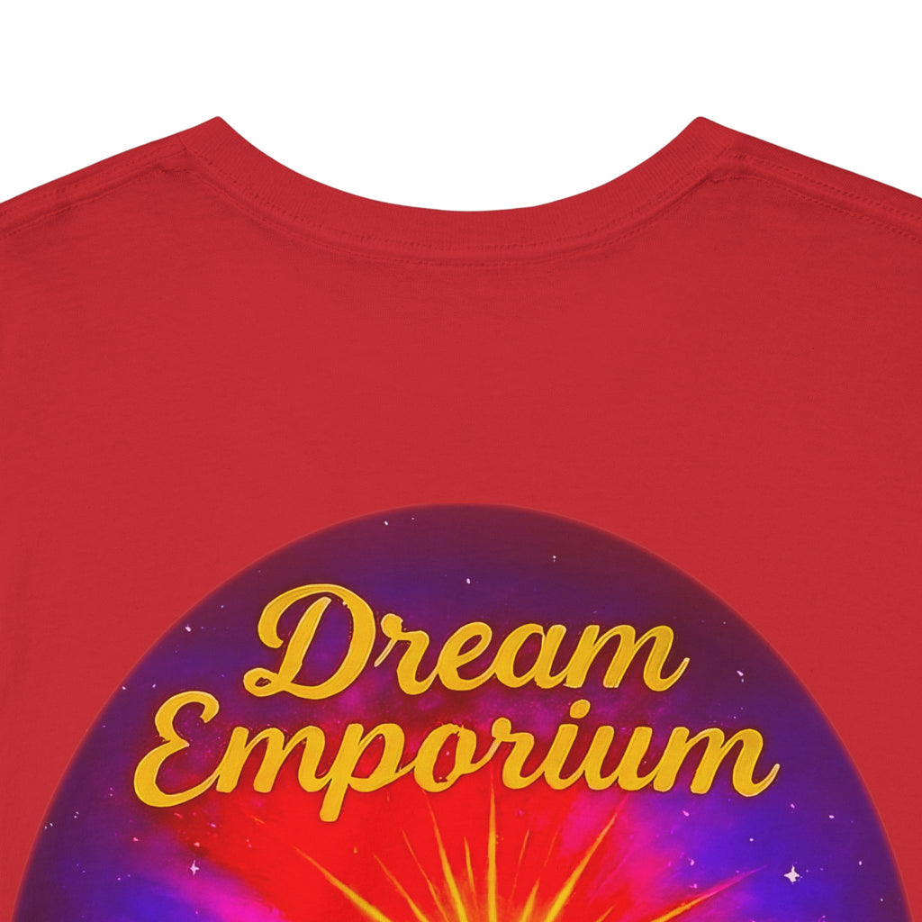 Dream Emporium – Back Printed Radiant Starburst Heavy Blend™ Cotton Tee,Inspirational and Motivational Apparel, Gift for Dreamers, Creative Expression Wear
