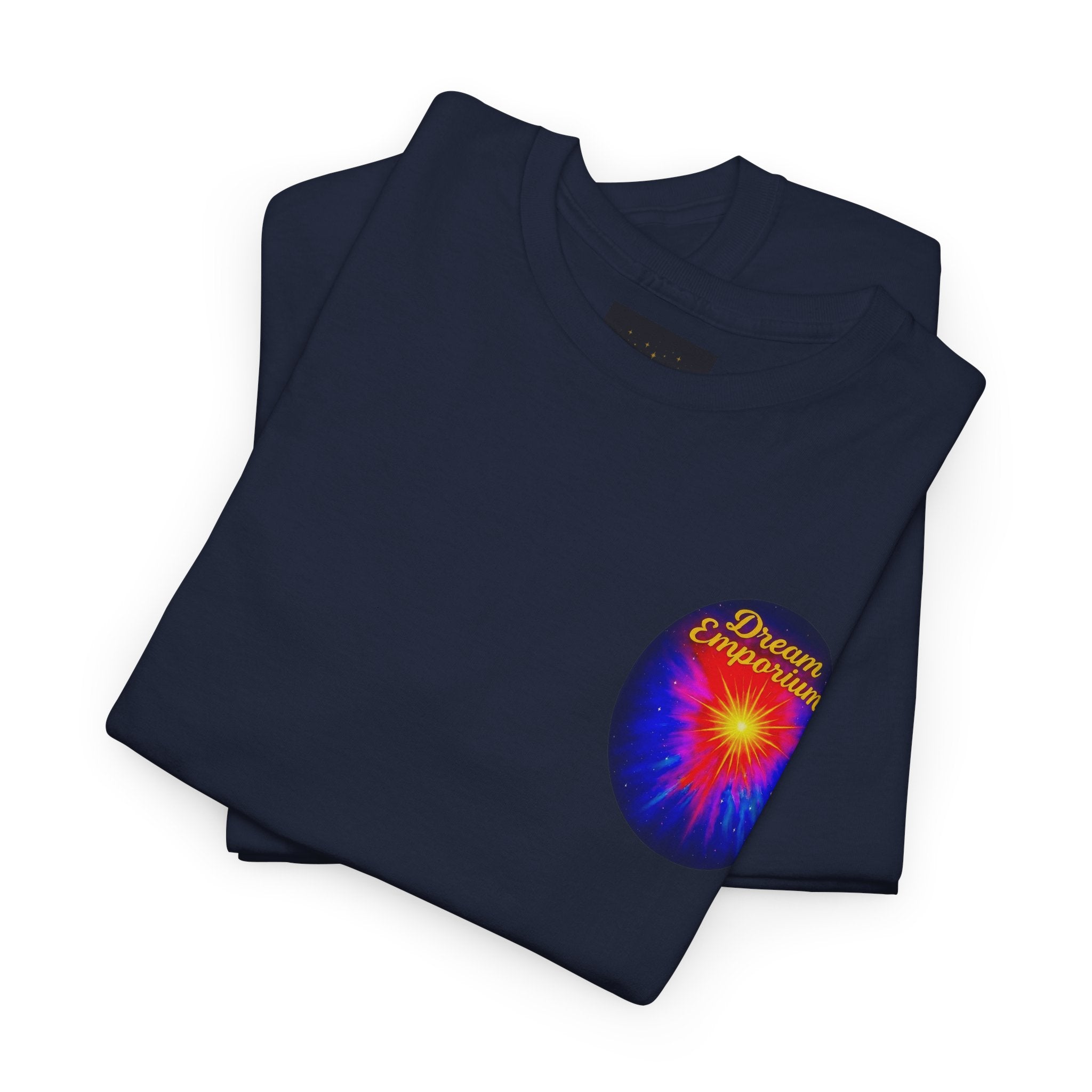 Dream Emporium – Back Printed Radiant Starburst Heavy Blend™ Cotton Tee,Inspirational and Motivational Apparel, Gift for Dreamers, Creative Expression Wear