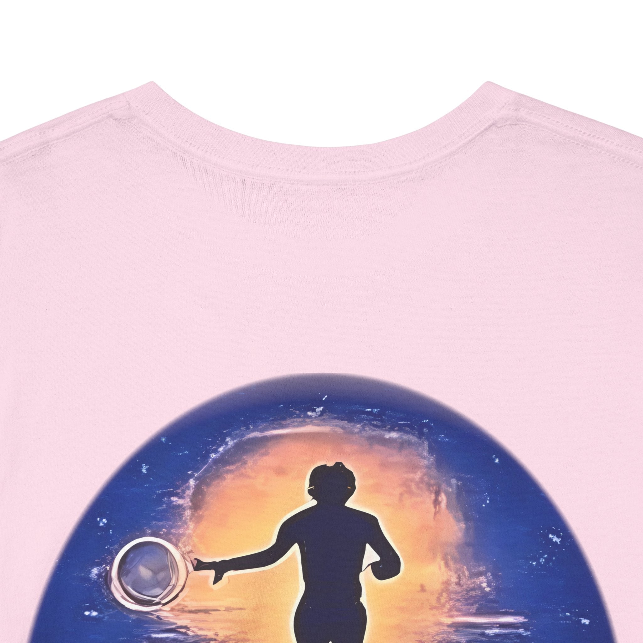 Chase Your Dreams – Sunrise Silhouette Back Printed Heavy Cotton Tee, Inspirational and Motivational Apparel, Gift for Dreamers, Creative Expression Wear