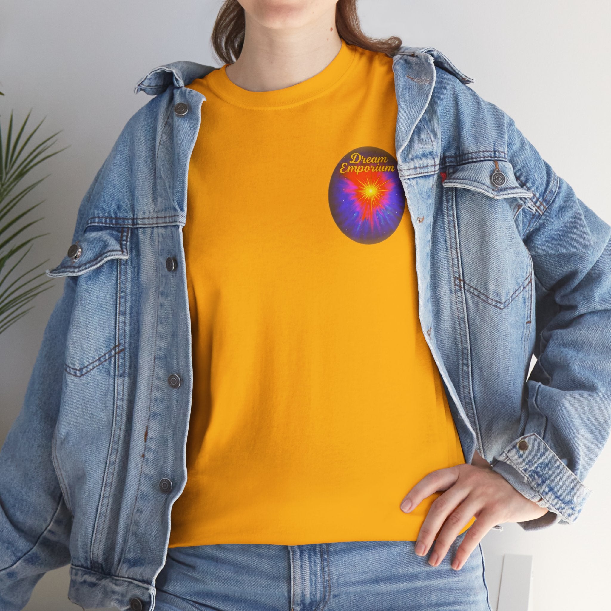 Dream Emporium – Back Printed Radiant Starburst Heavy Blend™ Cotton Tee,Inspirational and Motivational Apparel, Gift for Dreamers, Creative Expression Wear