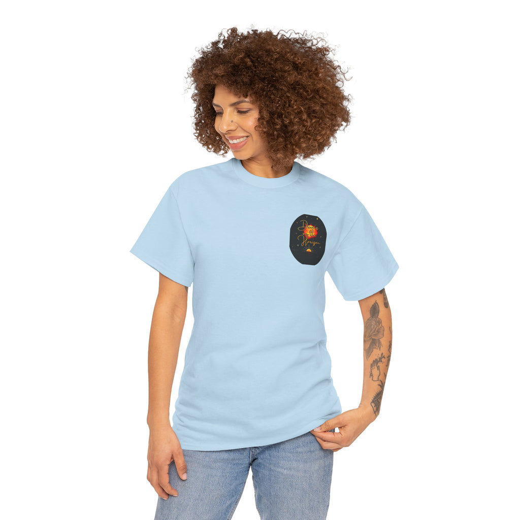 Dreams on the Horizon – Sunrise Back-Print Heavy Cotton Tee, Inspirational and Motivational Apparel, Gift for Dreamers, Creative Expression Wear