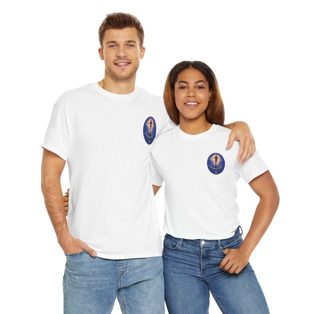 Chase Your Dreams – Sunrise Silhouette Back Printed Heavy Cotton Tee, Inspirational and Motivational Apparel, Gift for Dreamers, Creative Expression Wear