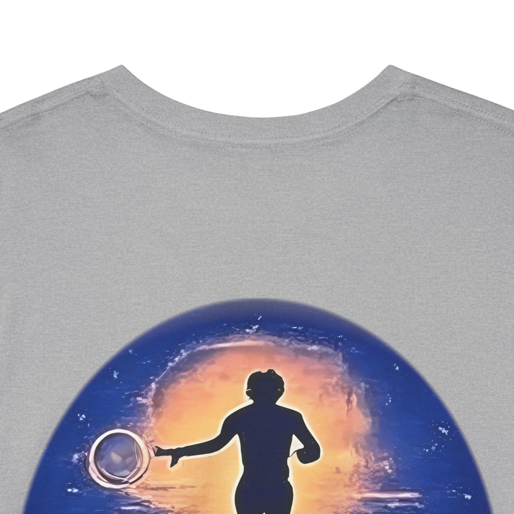 Chase Your Dreams – Sunrise Silhouette Back Printed Heavy Cotton Tee, Inspirational and Motivational Apparel, Gift for Dreamers, Creative Expression Wear