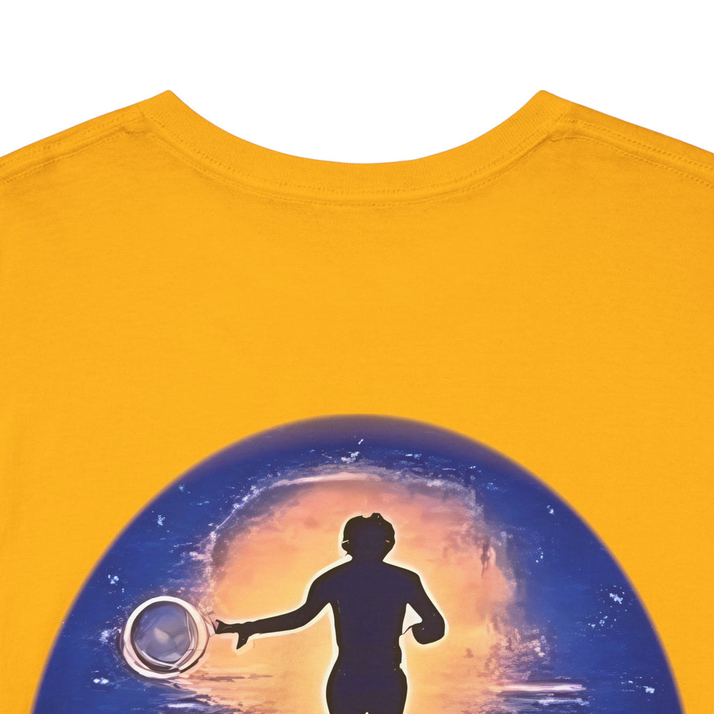 Chase Your Dreams – Sunrise Silhouette Back Printed Heavy Cotton Tee, Inspirational and Motivational Apparel, Gift for Dreamers, Creative Expression Wear