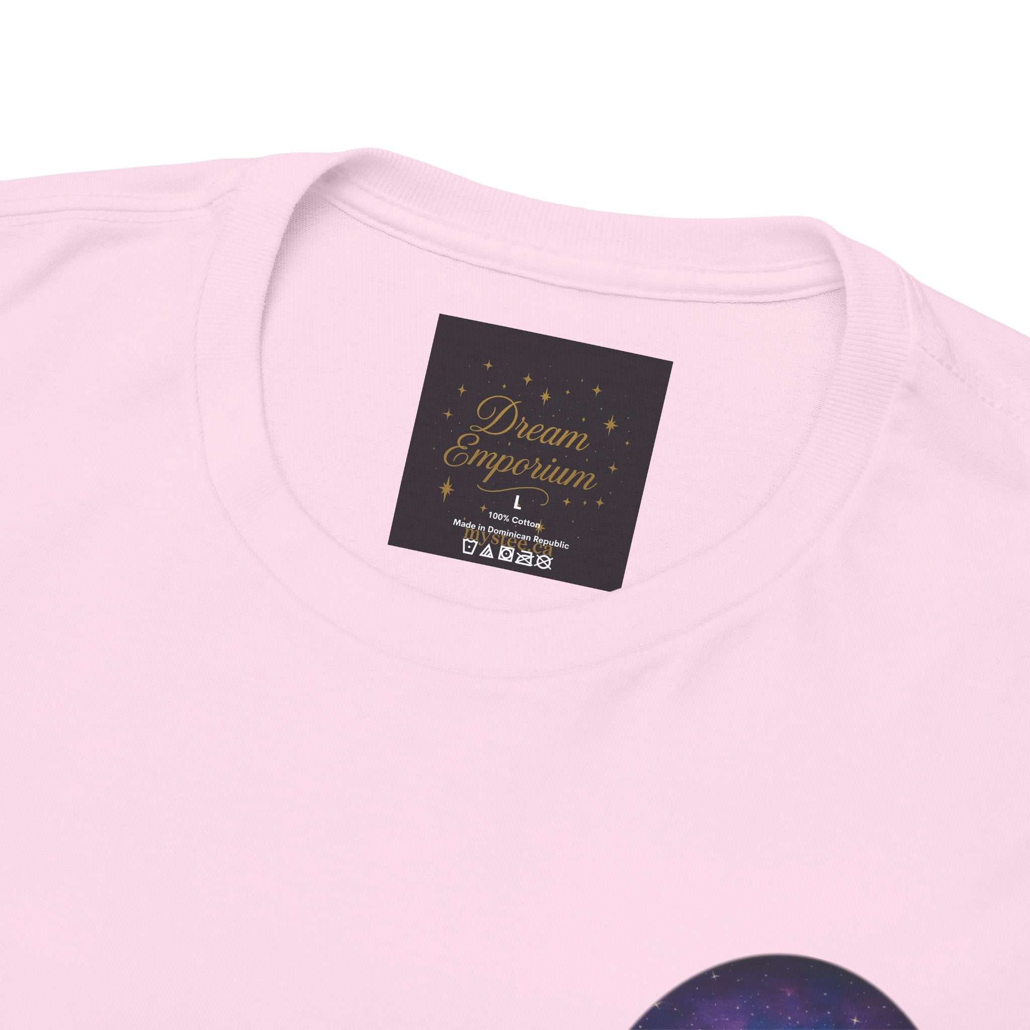 Dare to Dream Moon-Phase Tee – Golden Full Moon Back Print + Front Badge | Gildan 5000 Heavy Cotton, Inspirational and Motivational Apparel, Gift for Dreamers, Creative Expression Wear