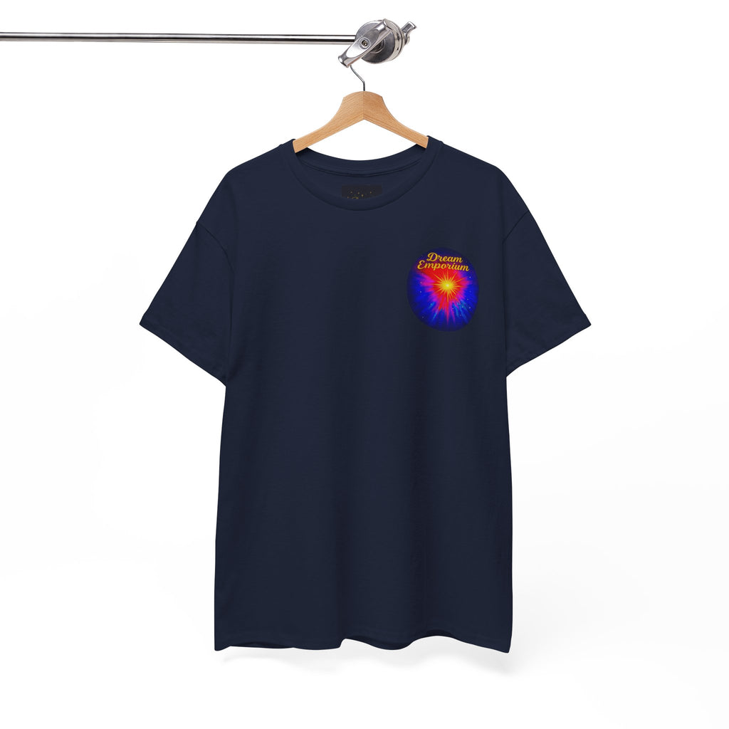 Dream Emporium – Back Printed Radiant Starburst Heavy Blend™ Cotton Tee,Inspirational and Motivational Apparel, Gift for Dreamers, Creative Expression Wear