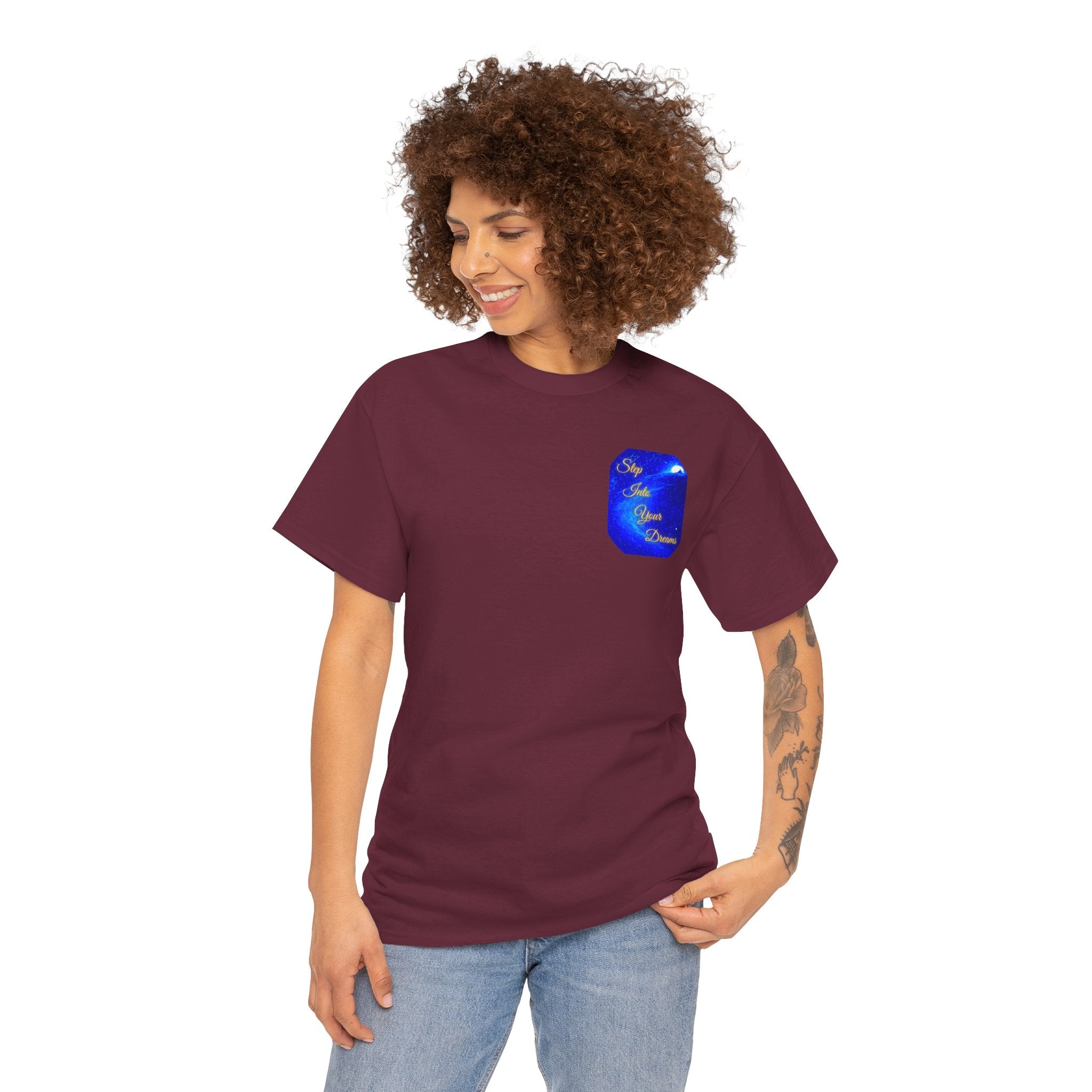 Dreamy Inspiration Tee — “Step Into Your Dreams” Motivational Shirt. Inspirational and Motivational Apparel, Gift for Dreamers, Creative Expression Wear