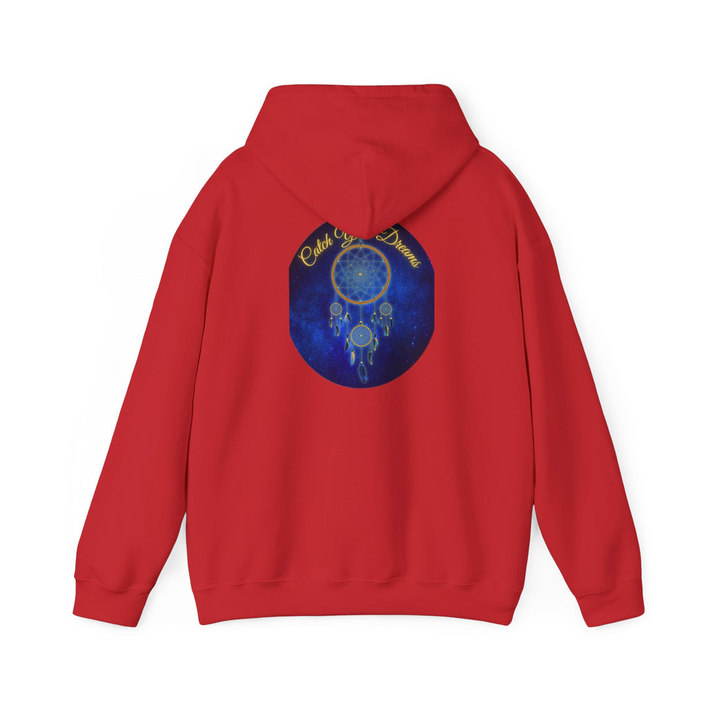 Catch Your Dream – Dreamcatcher Back Print Hooded Sweatshirt, Inspirational and Motivational Apparel, Gift for Dreamers, Creative Expression Wear
