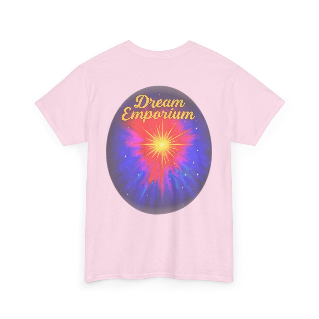 Dream Emporium – Back Printed Radiant Starburst Heavy Blend™ Cotton Tee,Inspirational and Motivational Apparel, Gift for Dreamers, Creative Expression Wear