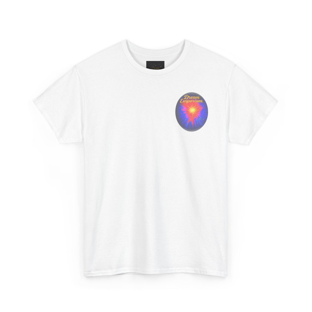 Dream Emporium – Back Printed Radiant Starburst Heavy Blend™ Cotton Tee,Inspirational and Motivational Apparel, Gift for Dreamers, Creative Expression Wear