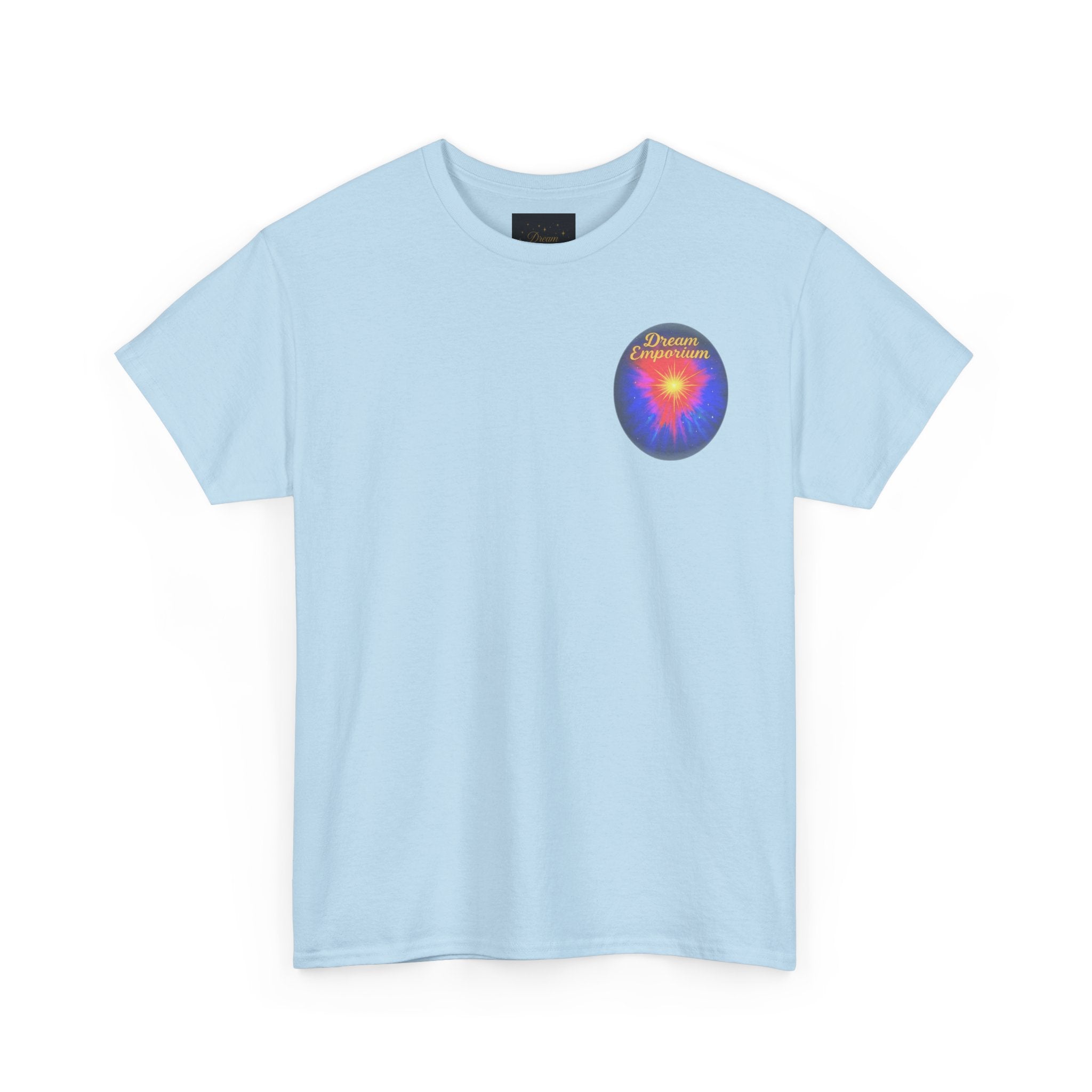 Dream Emporium – Back Printed Radiant Starburst Heavy Blend™ Cotton Tee,Inspirational and Motivational Apparel, Gift for Dreamers, Creative Expression Wear