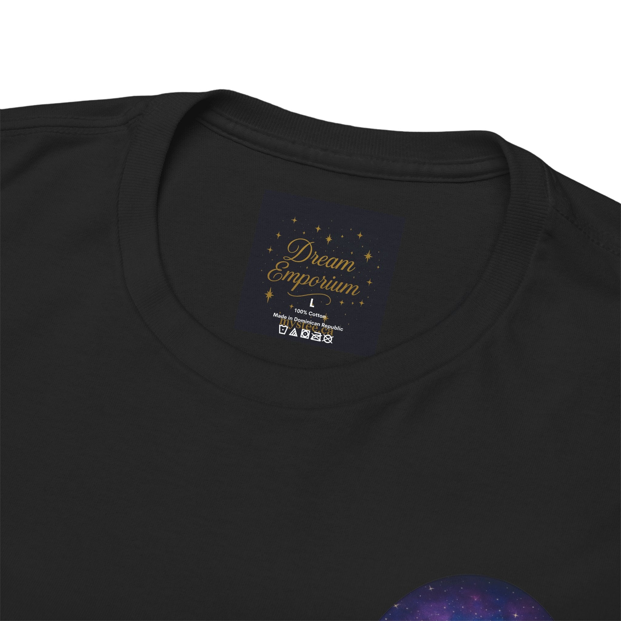 Dare to Dream Moon-Phase Tee – Golden Full Moon Back Print + Front Badge | Gildan 5000 Heavy Cotton, Inspirational and Motivational Apparel, Gift for Dreamers, Creative Expression Wear