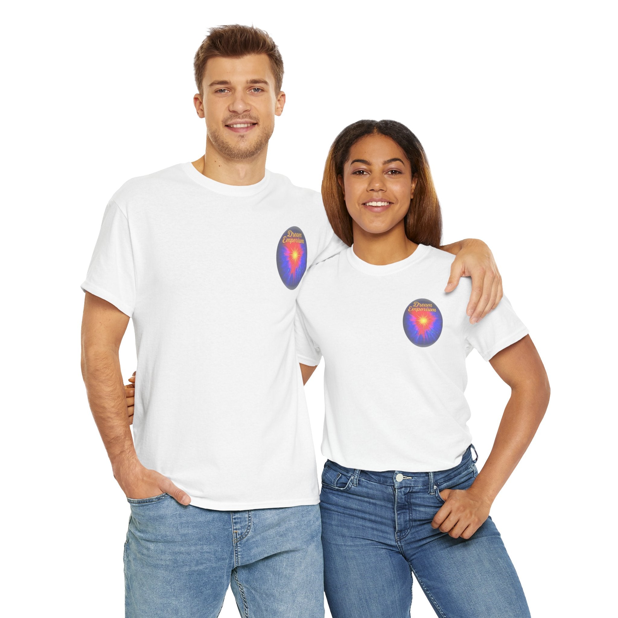 Dream Emporium – Back Printed Radiant Starburst Heavy Blend™ Cotton Tee,Inspirational and Motivational Apparel, Gift for Dreamers, Creative Expression Wear