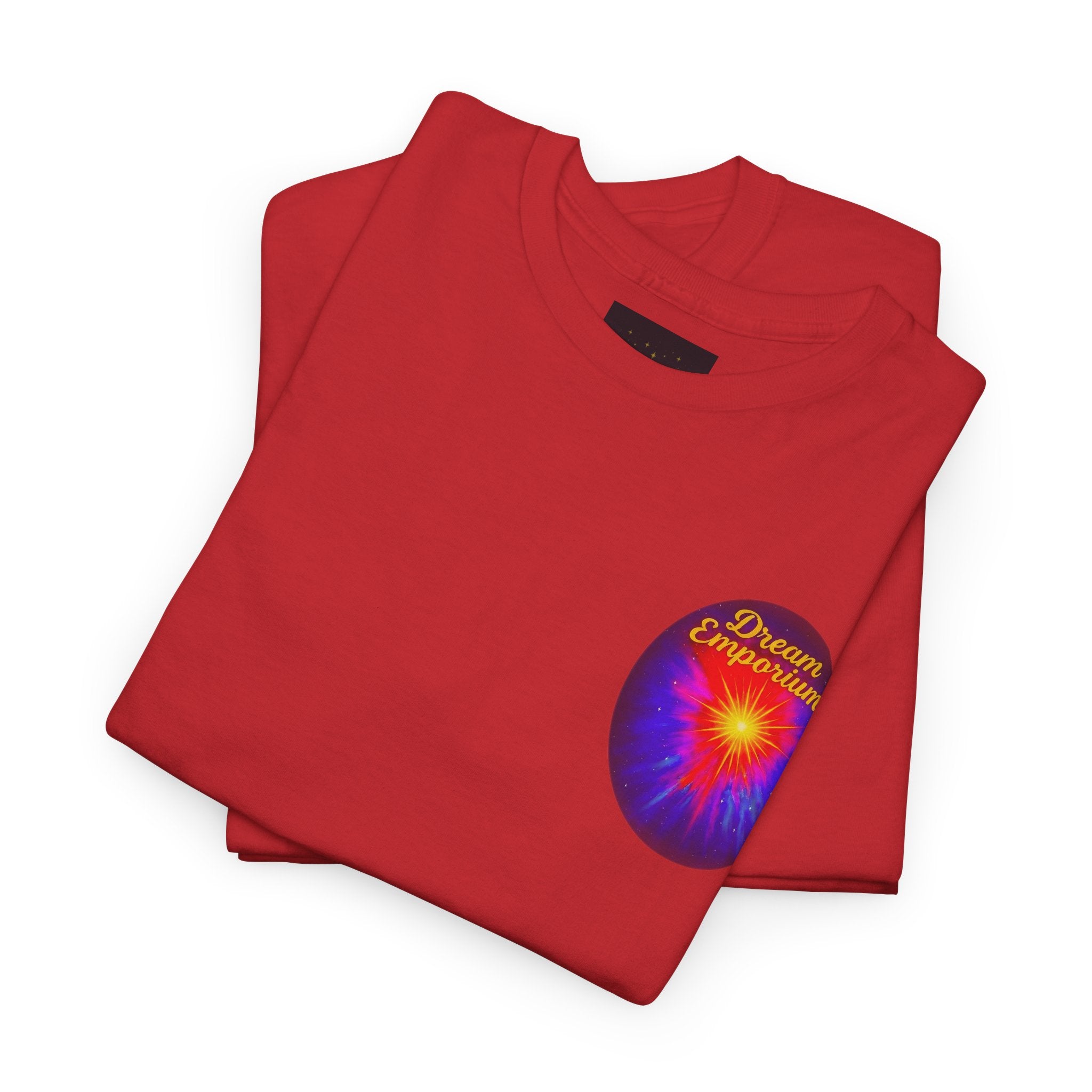 Dream Emporium – Back Printed Radiant Starburst Heavy Blend™ Cotton Tee,Inspirational and Motivational Apparel, Gift for Dreamers, Creative Expression Wear