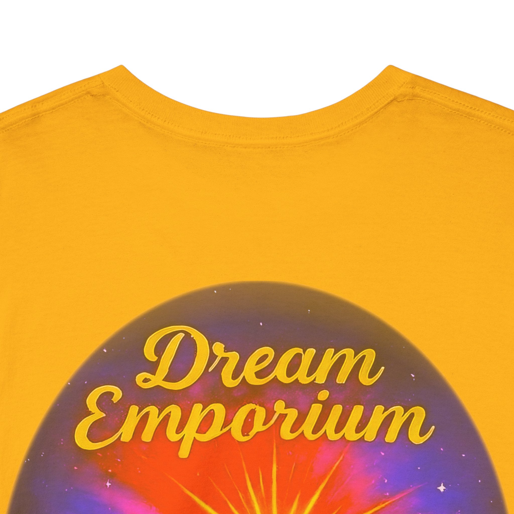 Dream Emporium – Back Printed Radiant Starburst Heavy Blend™ Cotton Tee,Inspirational and Motivational Apparel, Gift for Dreamers, Creative Expression Wear