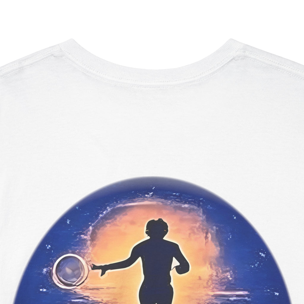 Chase Your Dreams – Sunrise Silhouette Back Printed Heavy Cotton Tee, Inspirational and Motivational Apparel, Gift for Dreamers, Creative Expression Wear