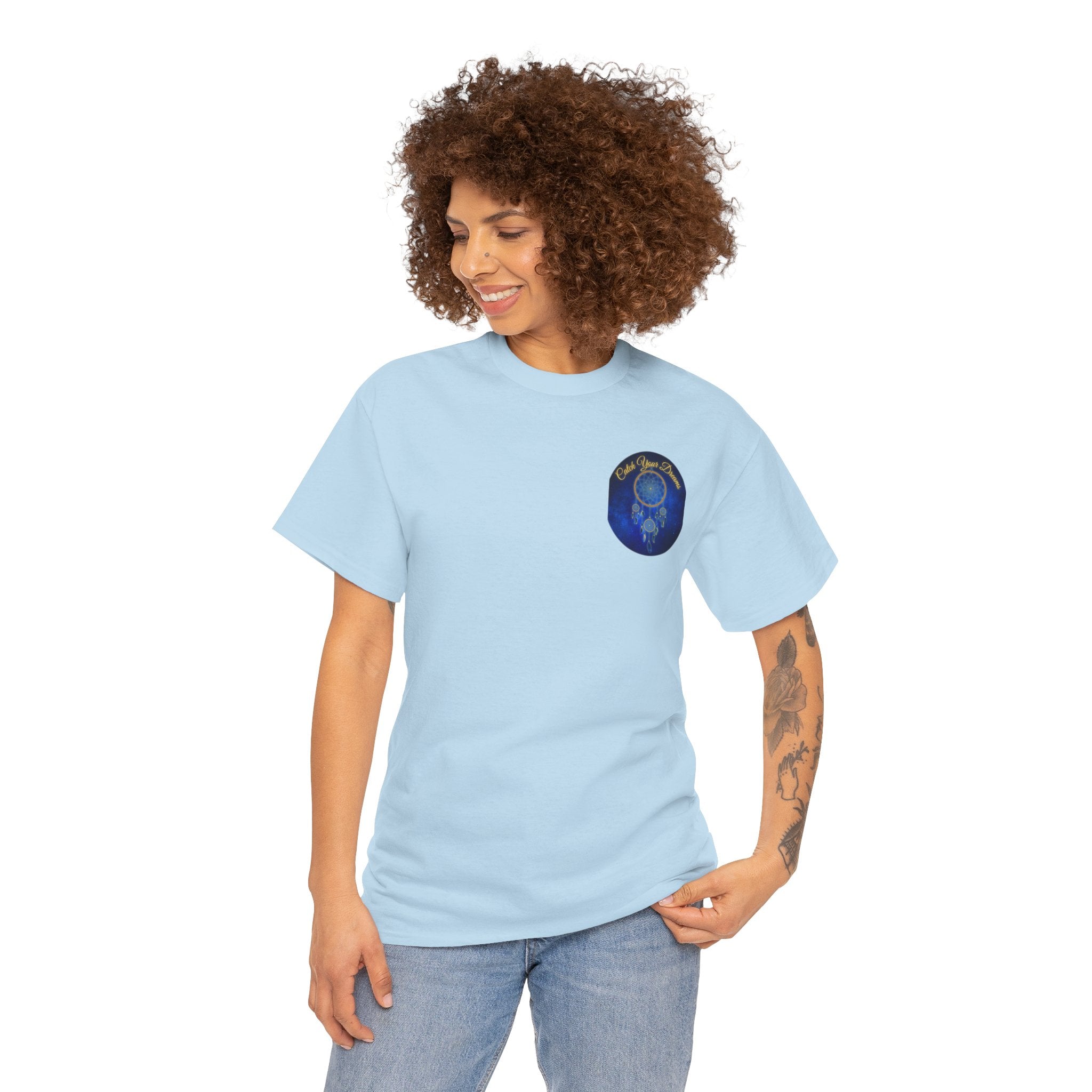 Catch Your Dreams – Dreamcatcher Back-Print Tee, Inspirational and Motivational Apparel, Gift for Dreamers, Creative Expression Wear