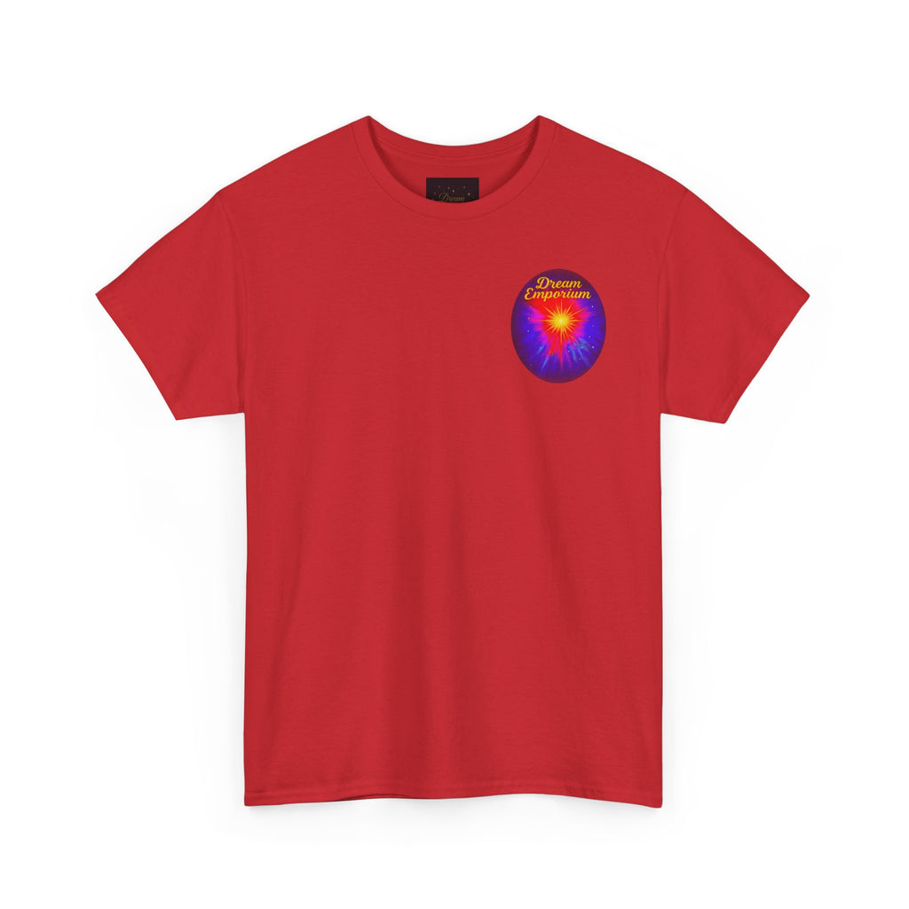 Dream Emporium – Back Printed Radiant Starburst Heavy Blend™ Cotton Tee,Inspirational and Motivational Apparel, Gift for Dreamers, Creative Expression Wear
