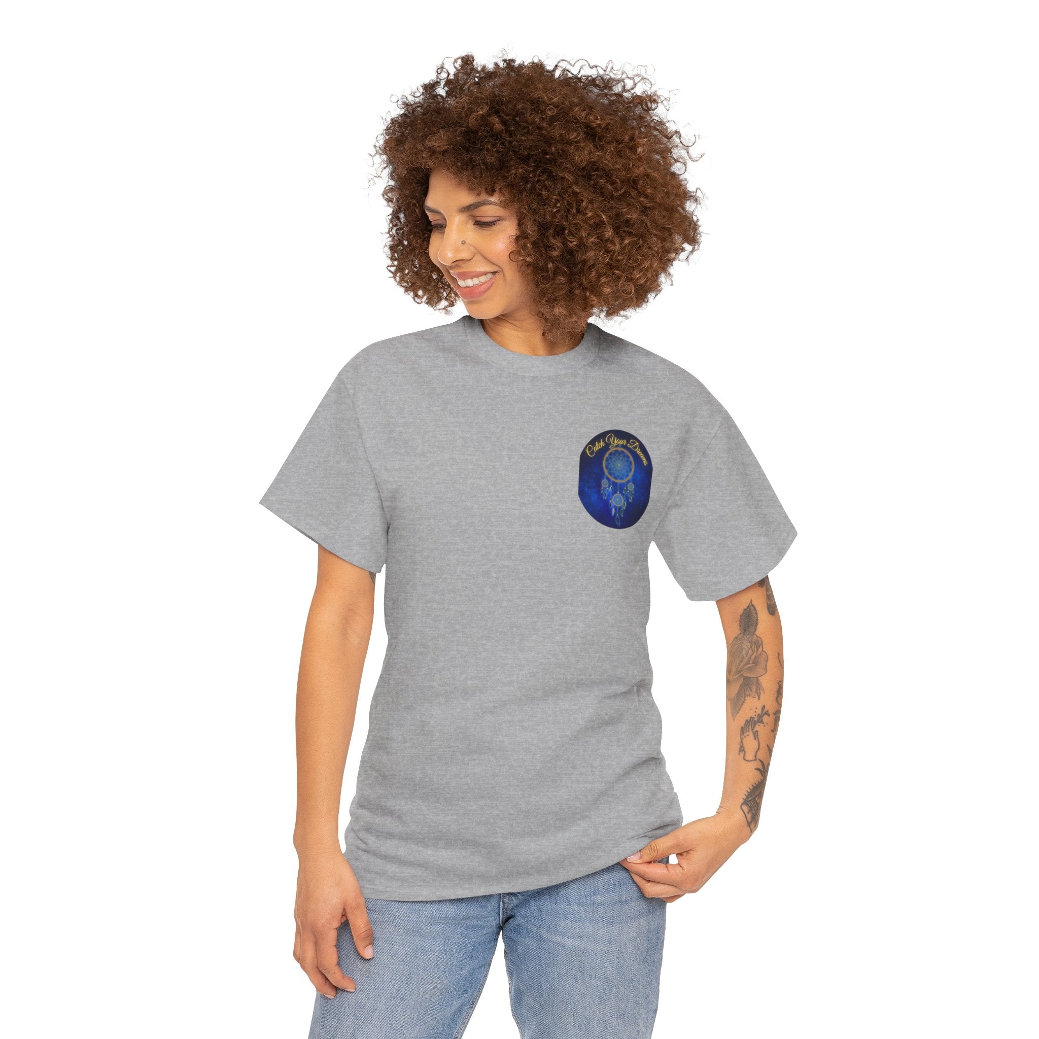 Catch Your Dreams – Dreamcatcher Back-Print Tee, Inspirational and Motivational Apparel, Gift for Dreamers, Creative Expression Wear