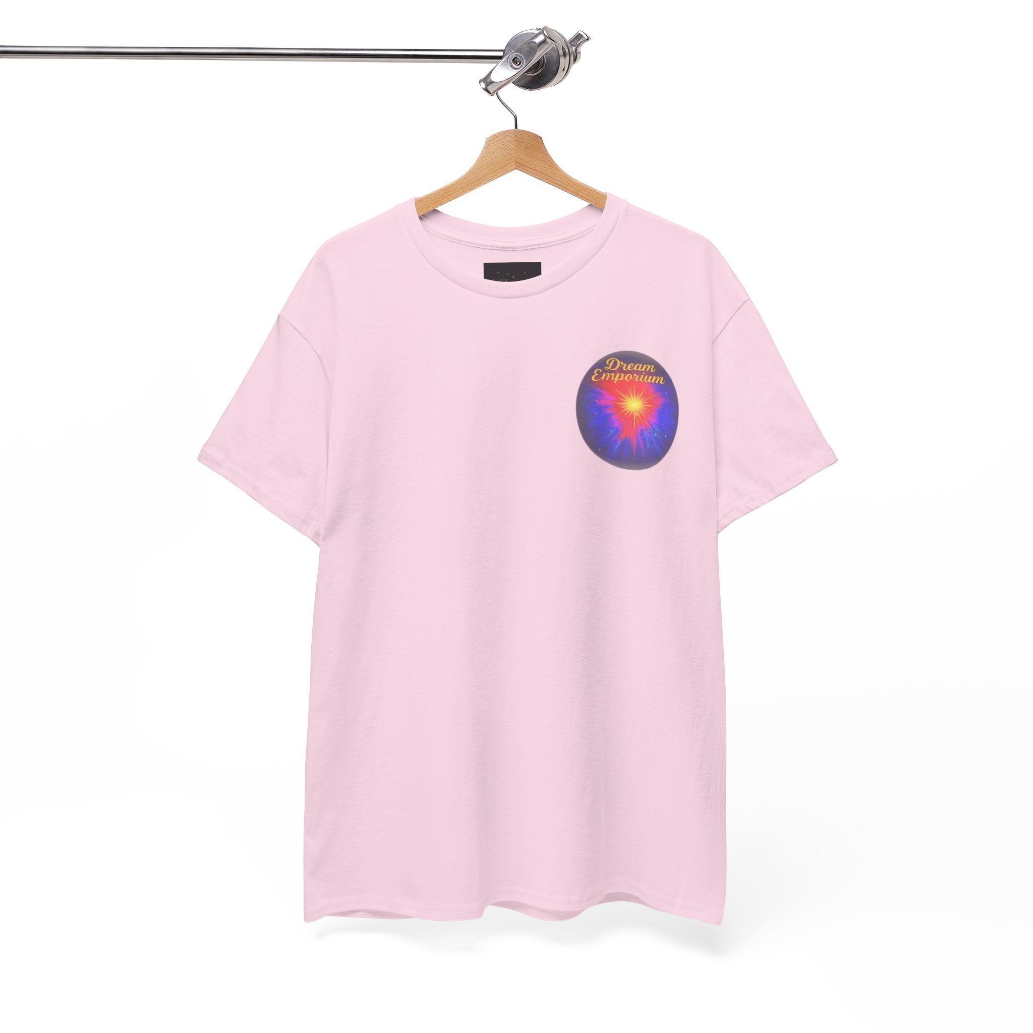 Dream Emporium – Back Printed Radiant Starburst Heavy Blend™ Cotton Tee,Inspirational and Motivational Apparel, Gift for Dreamers, Creative Expression Wear