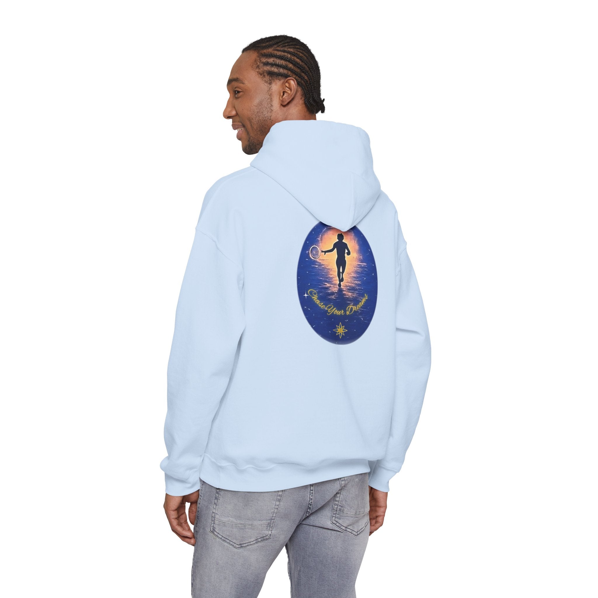 Chase Your Dreams Hooded Sweatshirt. Heavy Blend, Inspirational and Motivational Apparel, Gift for Dreamers, Creative Expression Wear
