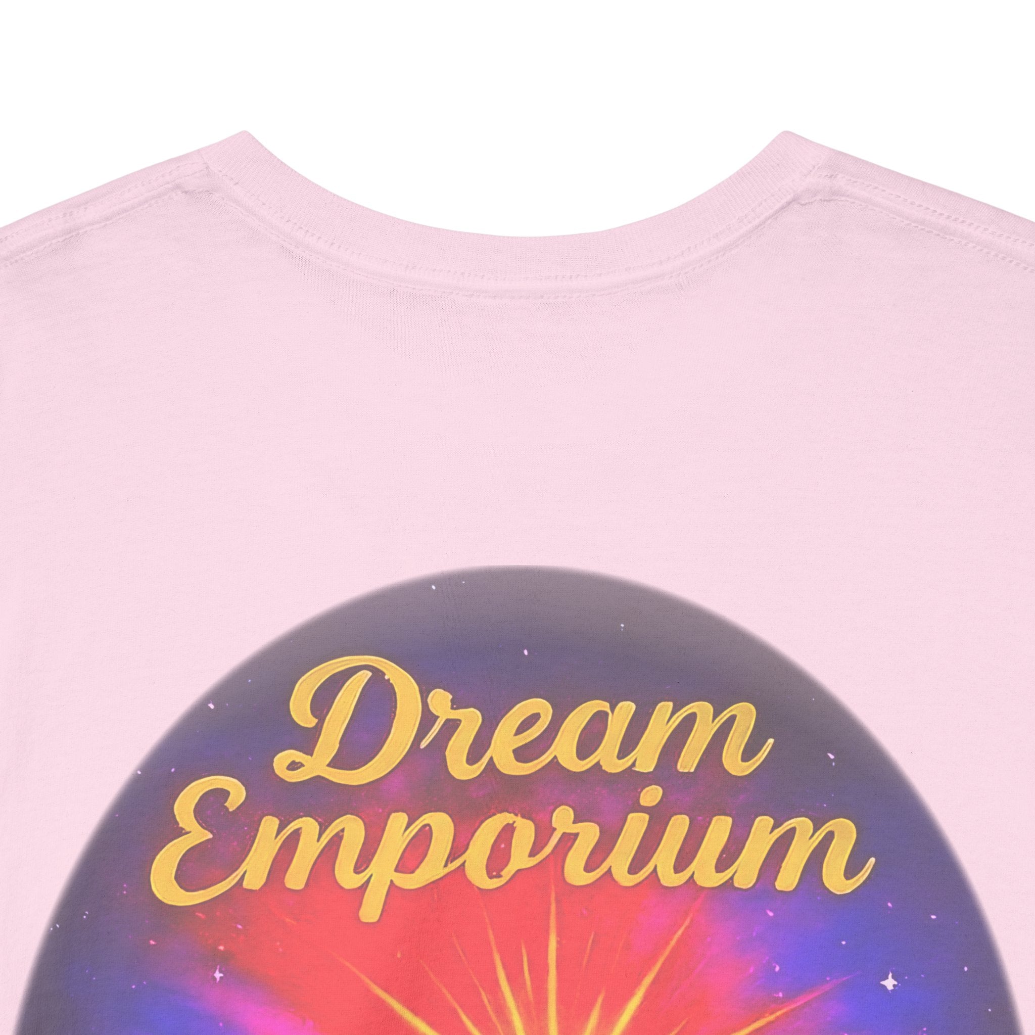 Dream Emporium – Back Printed Radiant Starburst Heavy Blend™ Cotton Tee,Inspirational and Motivational Apparel, Gift for Dreamers, Creative Expression Wear
