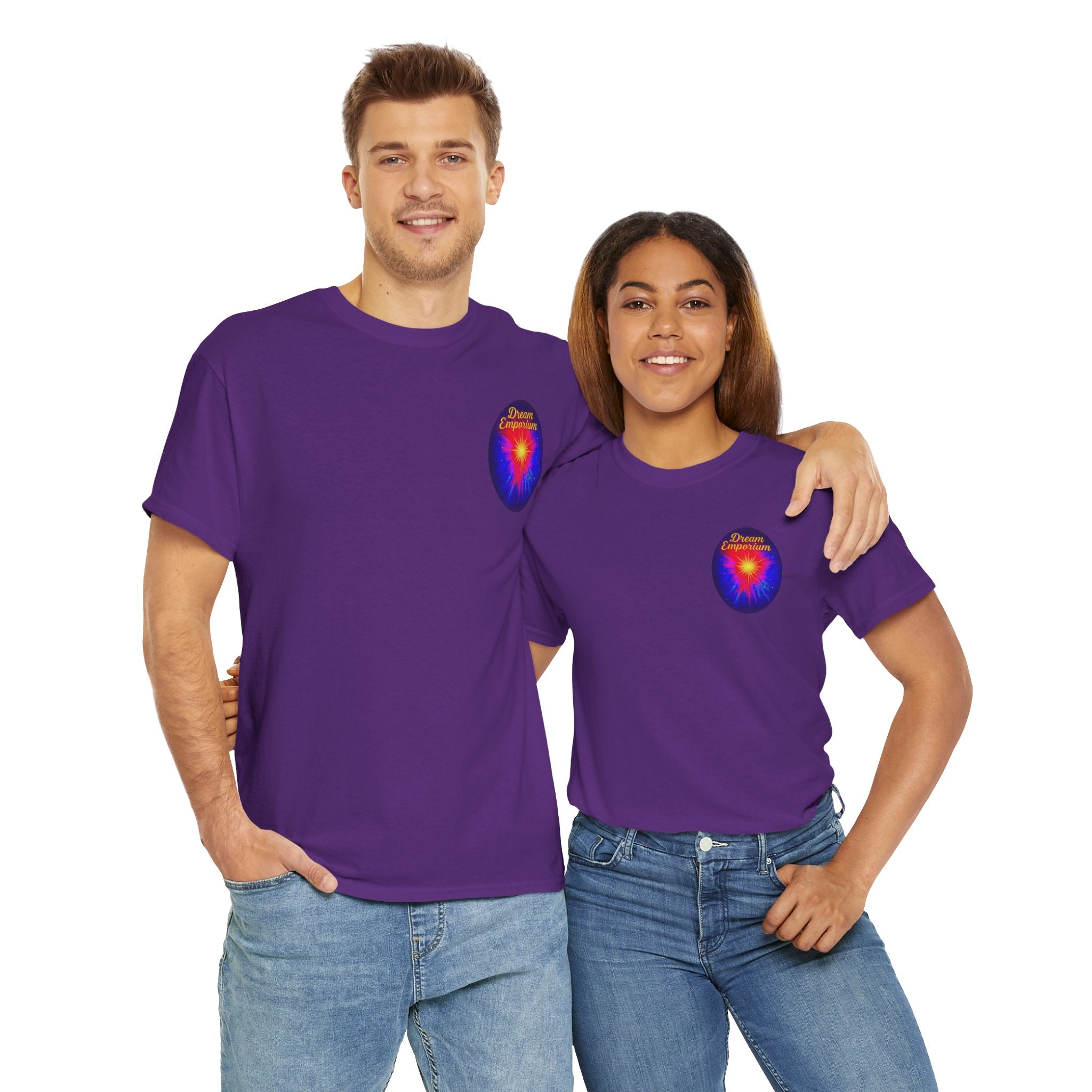 Dream Emporium – Back Printed Radiant Starburst Heavy Blend™ Cotton Tee,Inspirational and Motivational Apparel, Gift for Dreamers, Creative Expression Wear