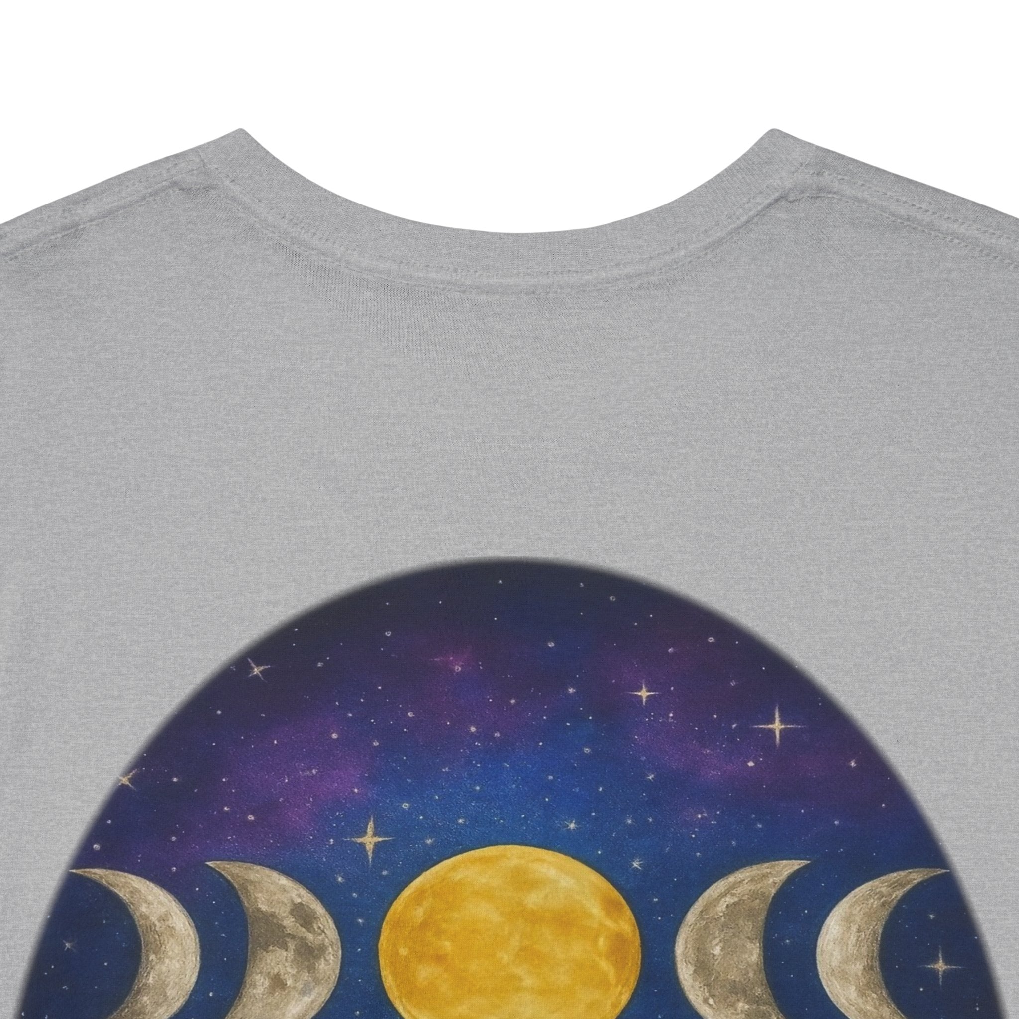 Dare to Dream Moon-Phase Tee – Golden Full Moon Back Print + Front Badge | Gildan 5000 Heavy Cotton, Inspirational and Motivational Apparel, Gift for Dreamers, Creative Expression Wear