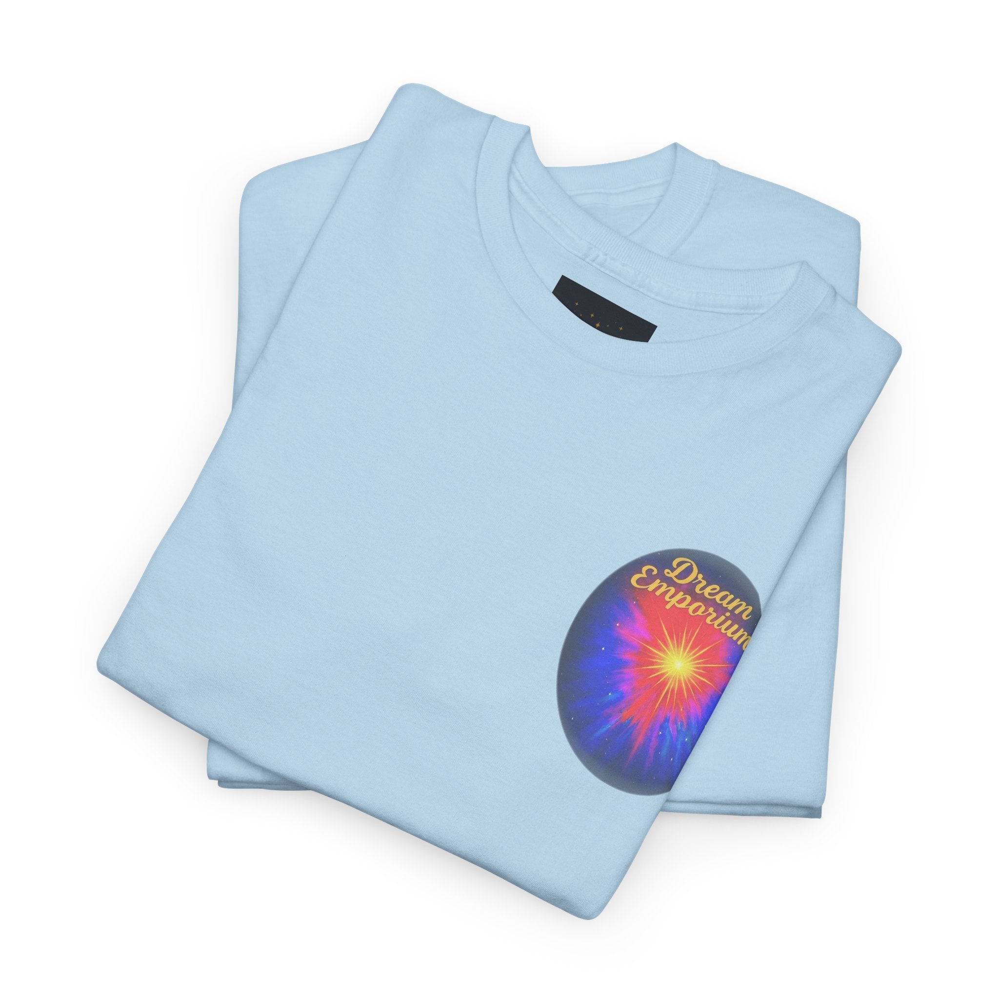 Dream Emporium – Back Printed Radiant Starburst Heavy Blend™ Cotton Tee,Inspirational and Motivational Apparel, Gift for Dreamers, Creative Expression Wear