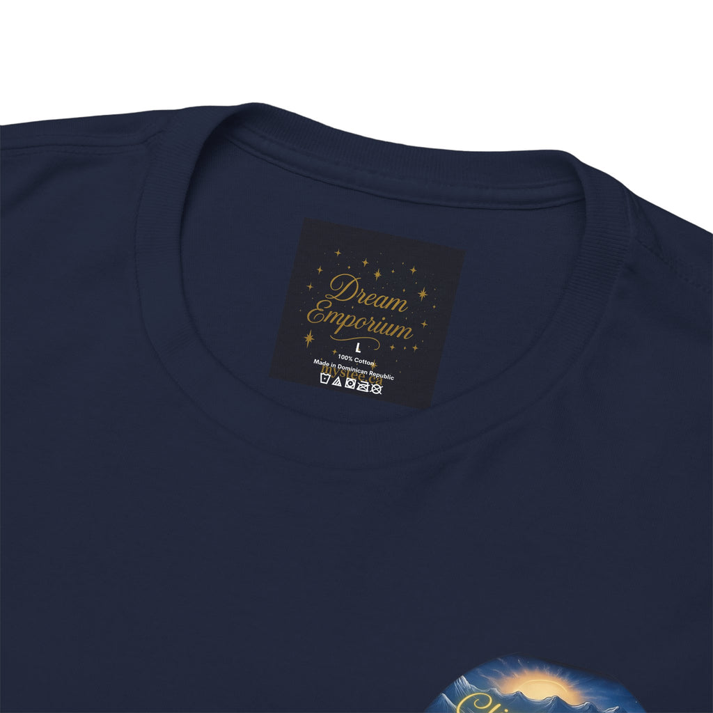 Climb To Your Dreams – Rock Climber Back-Print Tee + Front Badge | Gildan 5000, Inspirational and Motivational Apparel, Gift for Dreamers, Creative Expression Wear