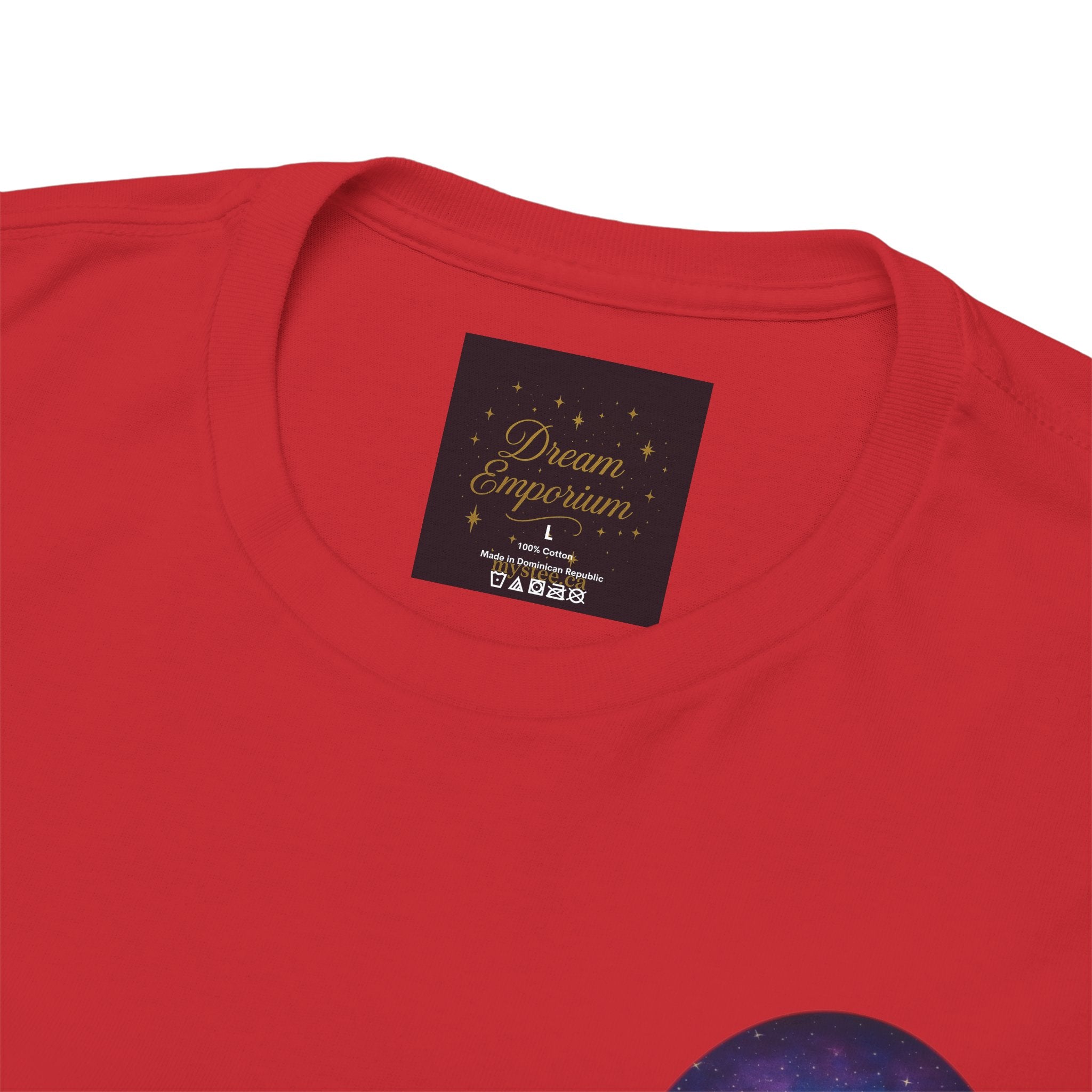 Dare to Dream Moon-Phase Tee – Golden Full Moon Back Print + Front Badge | Gildan 5000 Heavy Cotton, Inspirational and Motivational Apparel, Gift for Dreamers, Creative Expression Wear