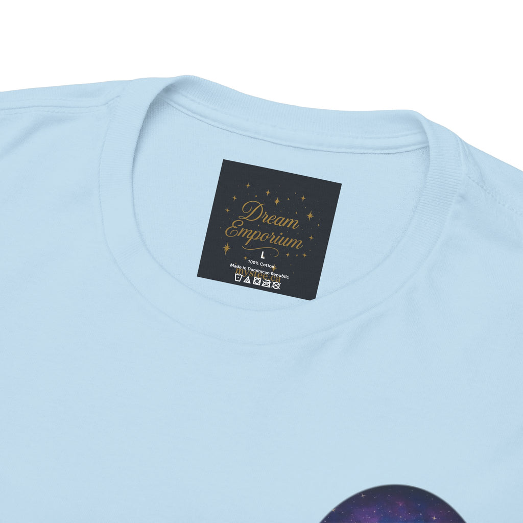 Dare to Dream Moon-Phase Tee – Golden Full Moon Back Print + Front Badge | Gildan 5000 Heavy Cotton, Inspirational and Motivational Apparel, Gift for Dreamers, Creative Expression Wear